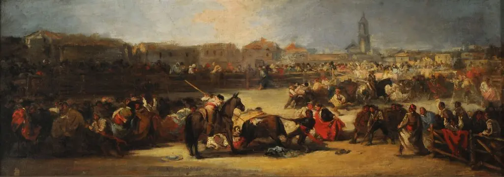 Bullfight in a village
