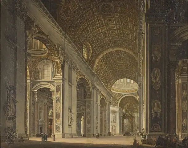Interieur van de Sint Pieterskerk te Rome