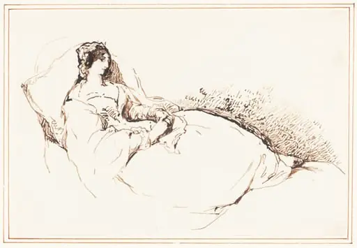 A Woman Reclining on a Cushion