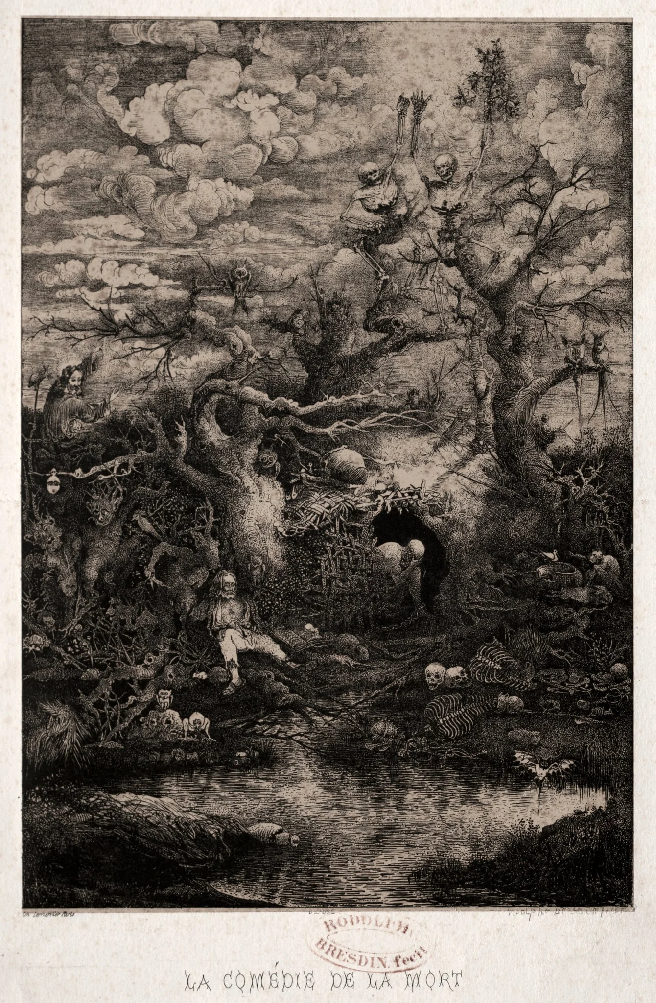 The Comedy of Death, by Rodolphe Bresdin, 1854
