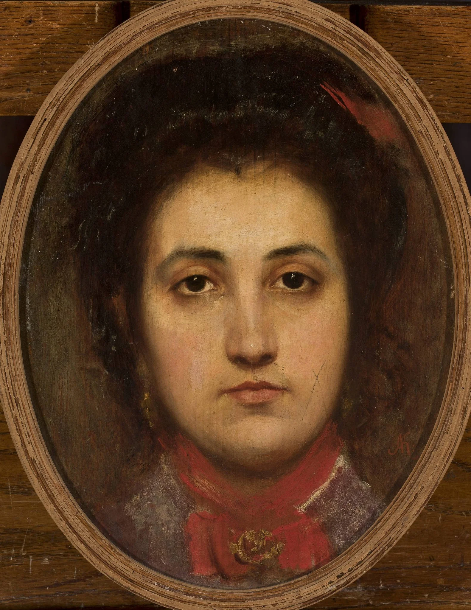Head of a young woman, by Aleksander Kotsis, oil, 1866
