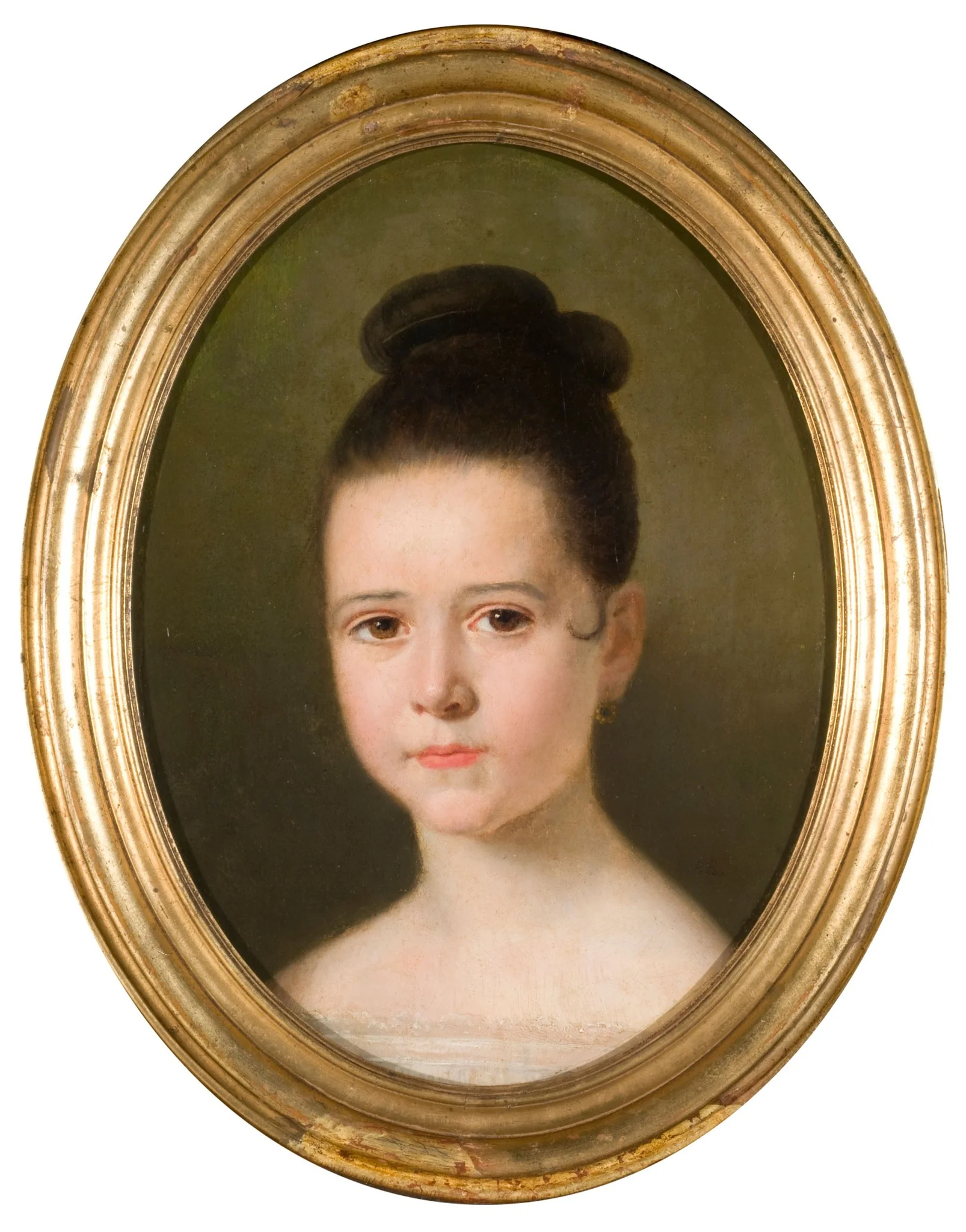 Portrait of a girl, by Juan León Pallière, oil, 1850