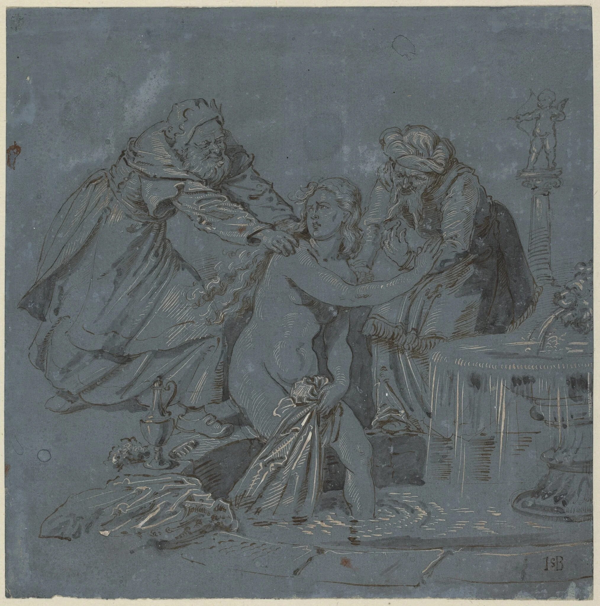 Susanna and the Elders, by Sebald Beham, ink, 1525
