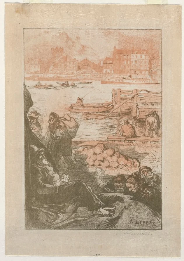 [Peasants by a Dock, Paris], by Auguste Lepère, 1894