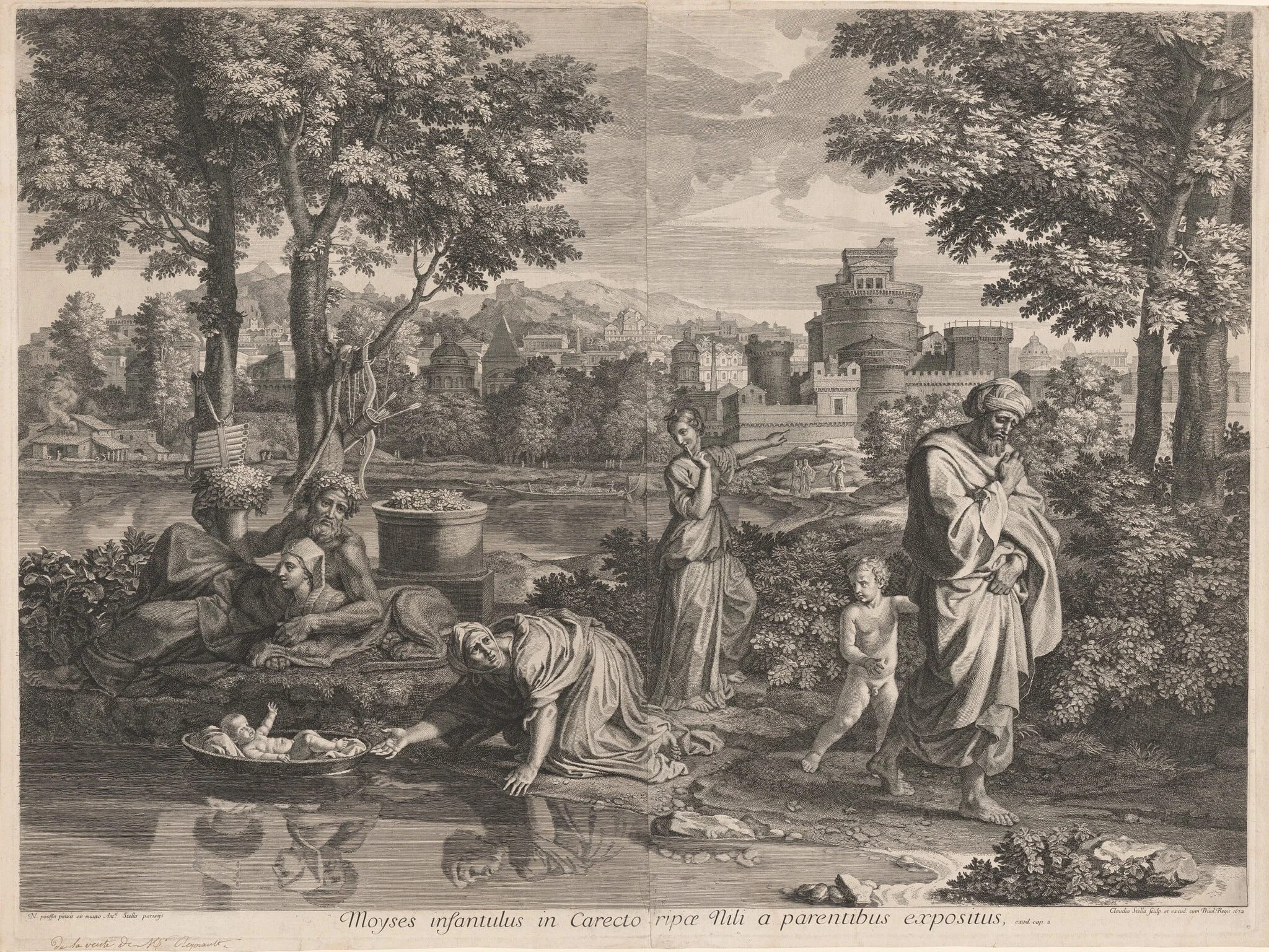 Moyses infantulus in Carecto ripae Nili a parentibus expositus (Baby Moses Placed in the Nile by his Parents)