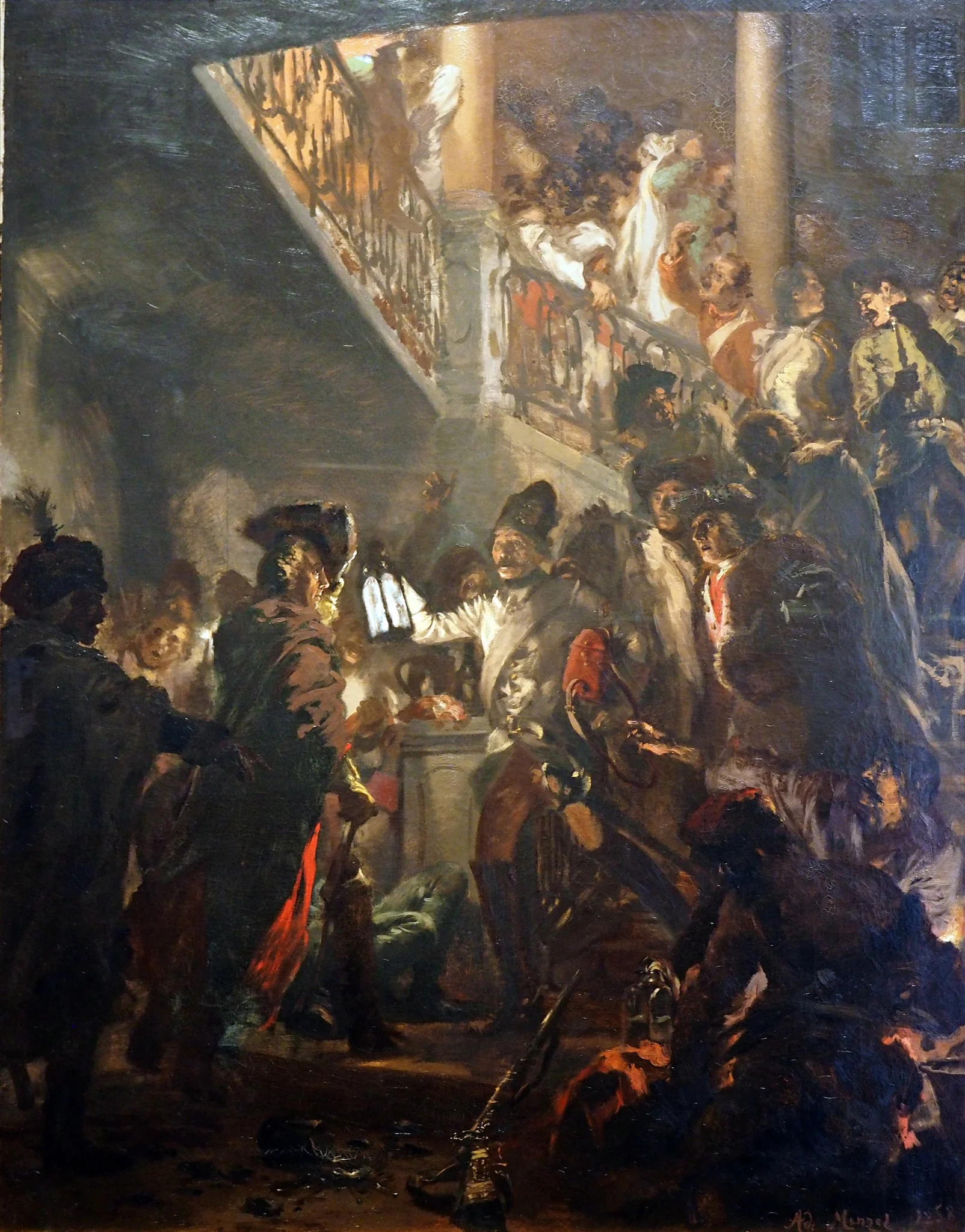 Frederick the Great at Lissa: Bonsoir, Messieurs, by Adolph von Menzel, oil, 1858