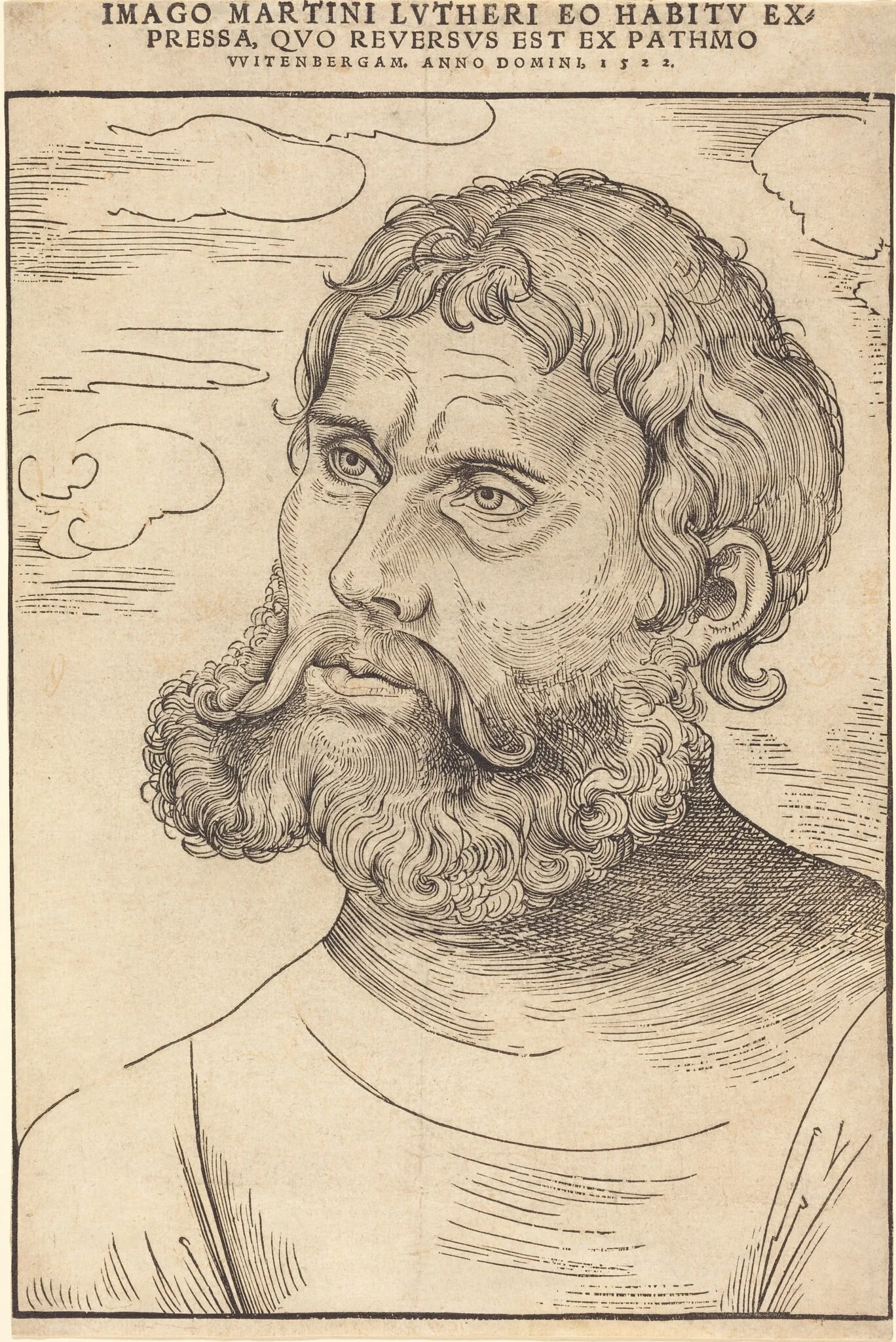 Luther as 'Junker Jorg', by Lucas Cranach the Elder, ink, 1522