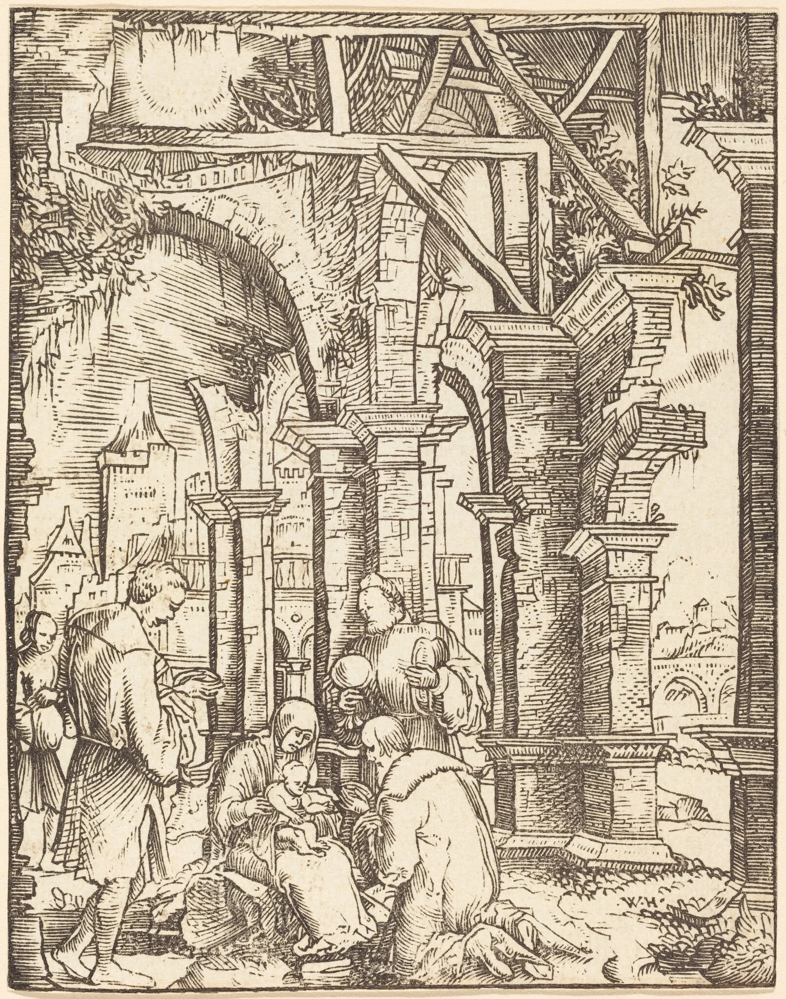 The Adoration of the Magi, by Wolf Huber, ink, 1519