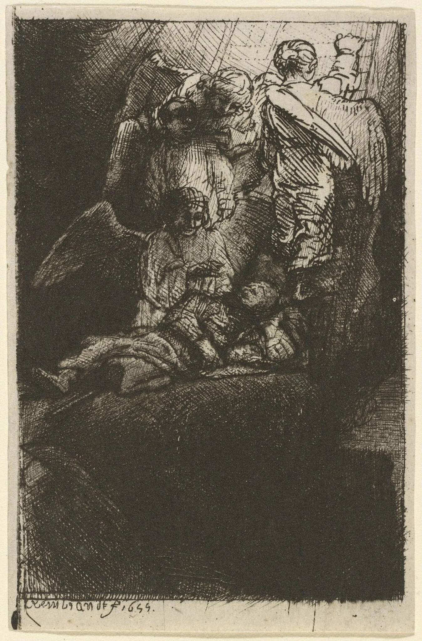 Jacob's Ladder, by Rembrandt, ink, 1655