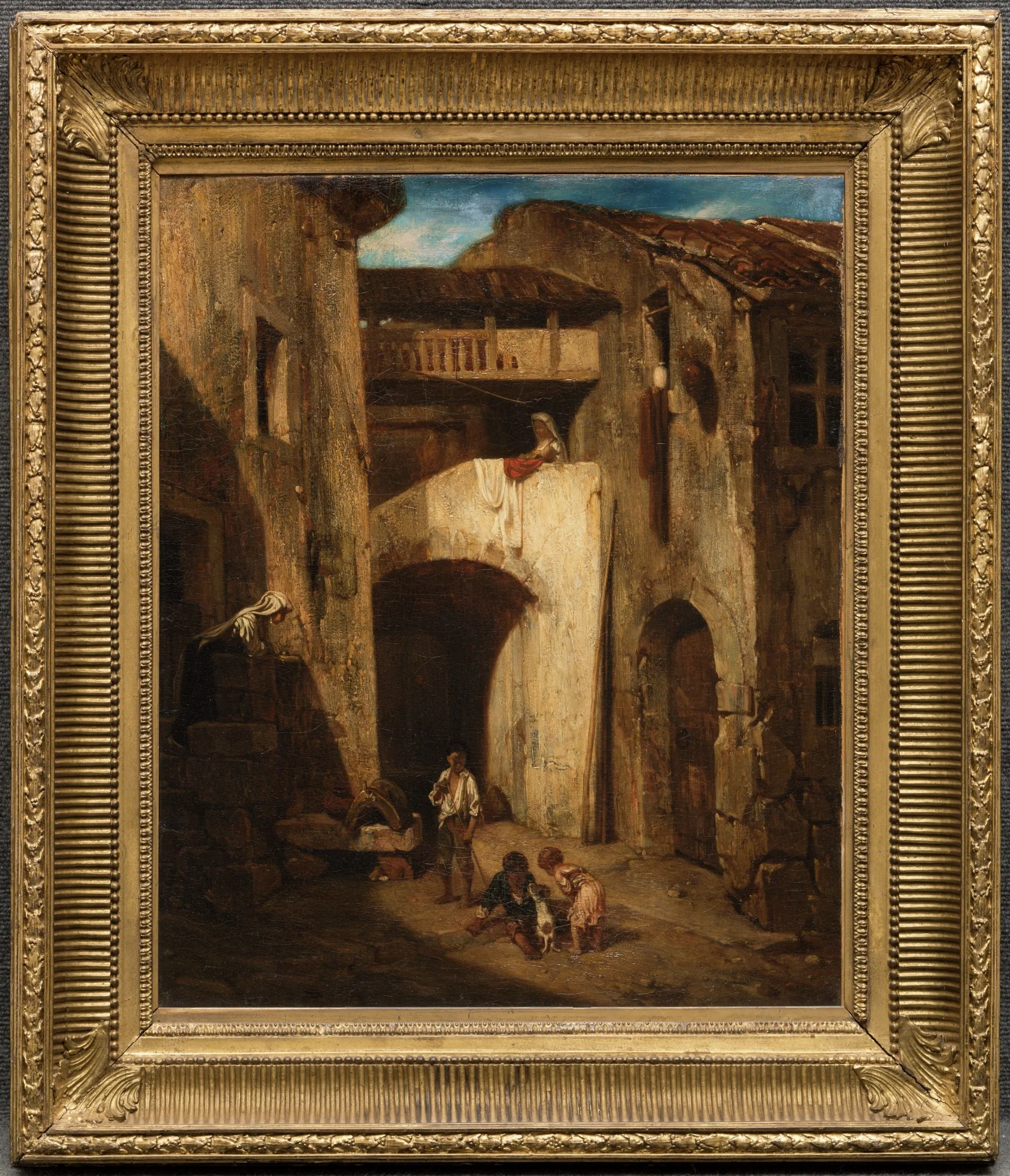 Italian Courtyard, by Alexandre Gabriel Decamps, oil, 1842