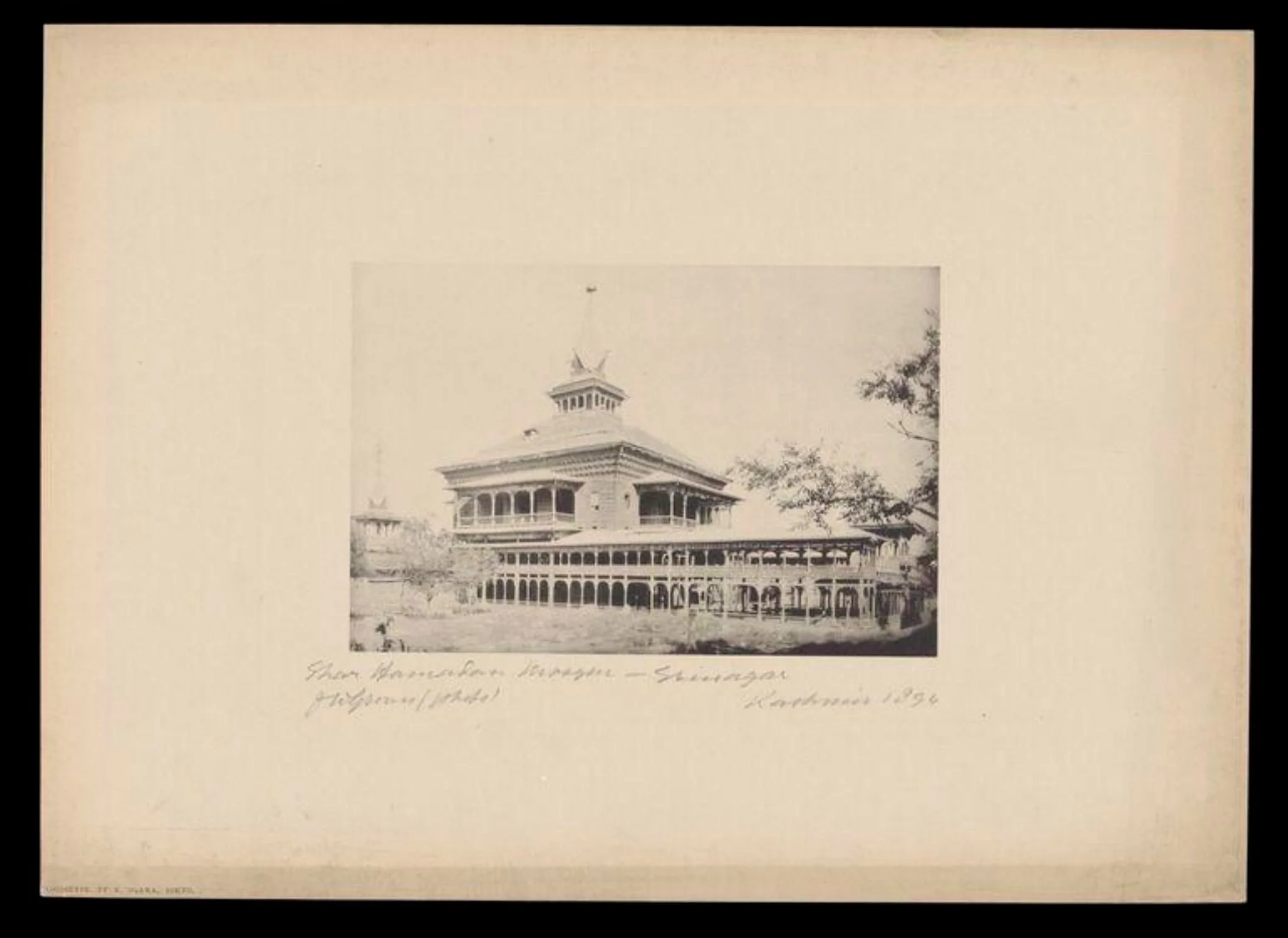 Shah Hamadan mosque, Srinagar, Kashmir, by J.W. Groves, photographic, 1894