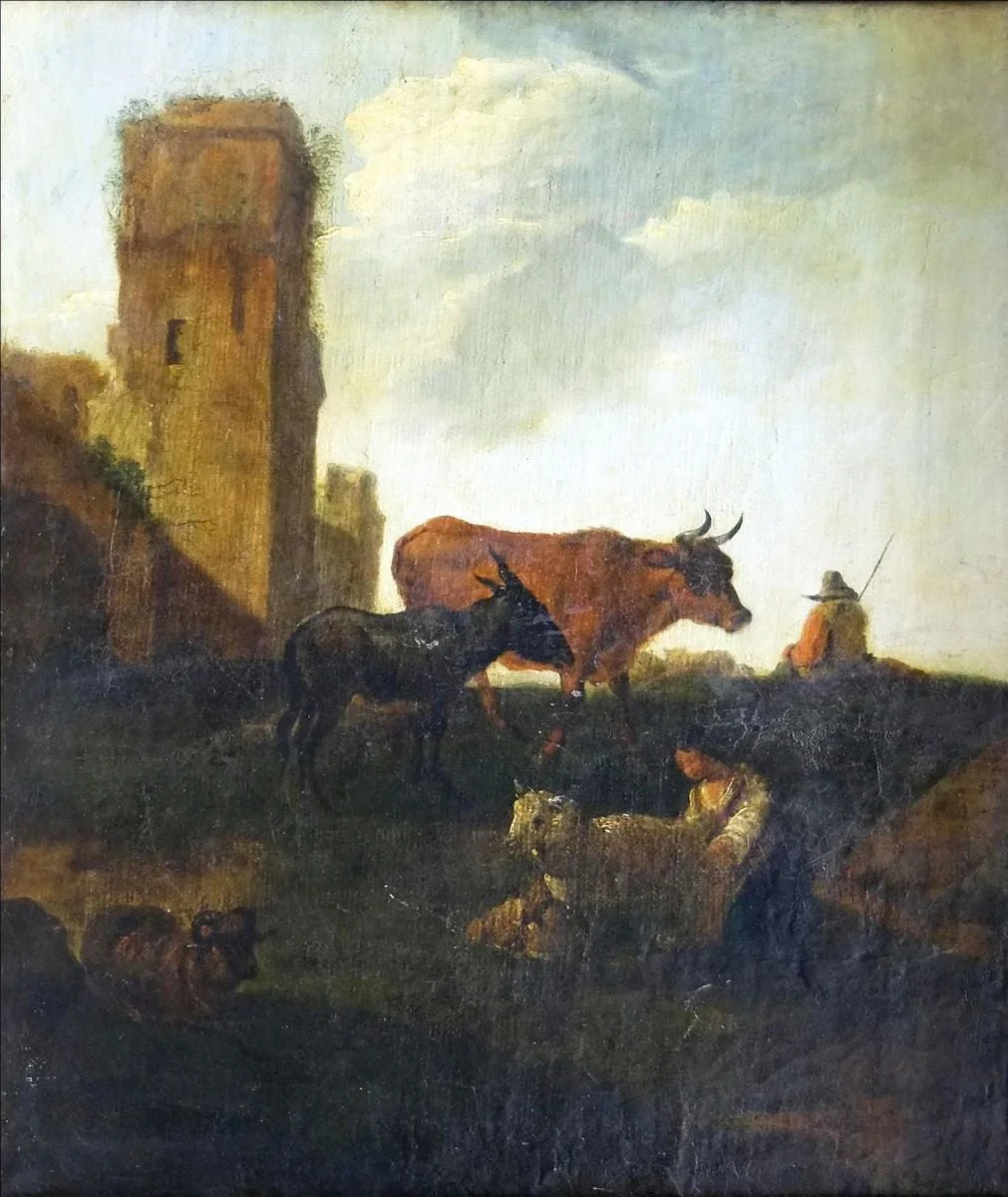 Peisaj cu personaje și animale, by Adriaen van de Velde, 1669
