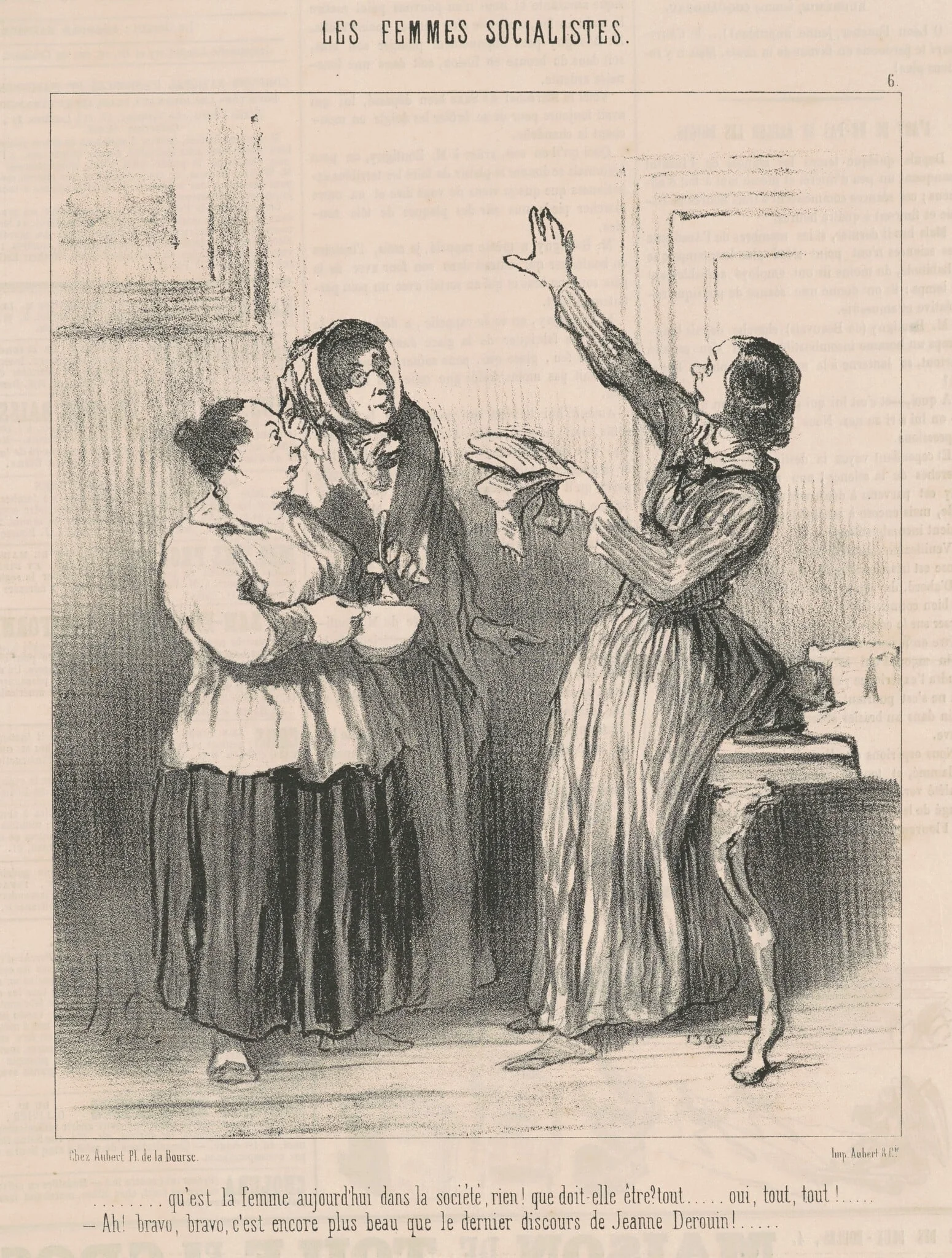 Qu'est la femme aujourd'hui dans la société ..., by Honoré Daumier, ink, 1849