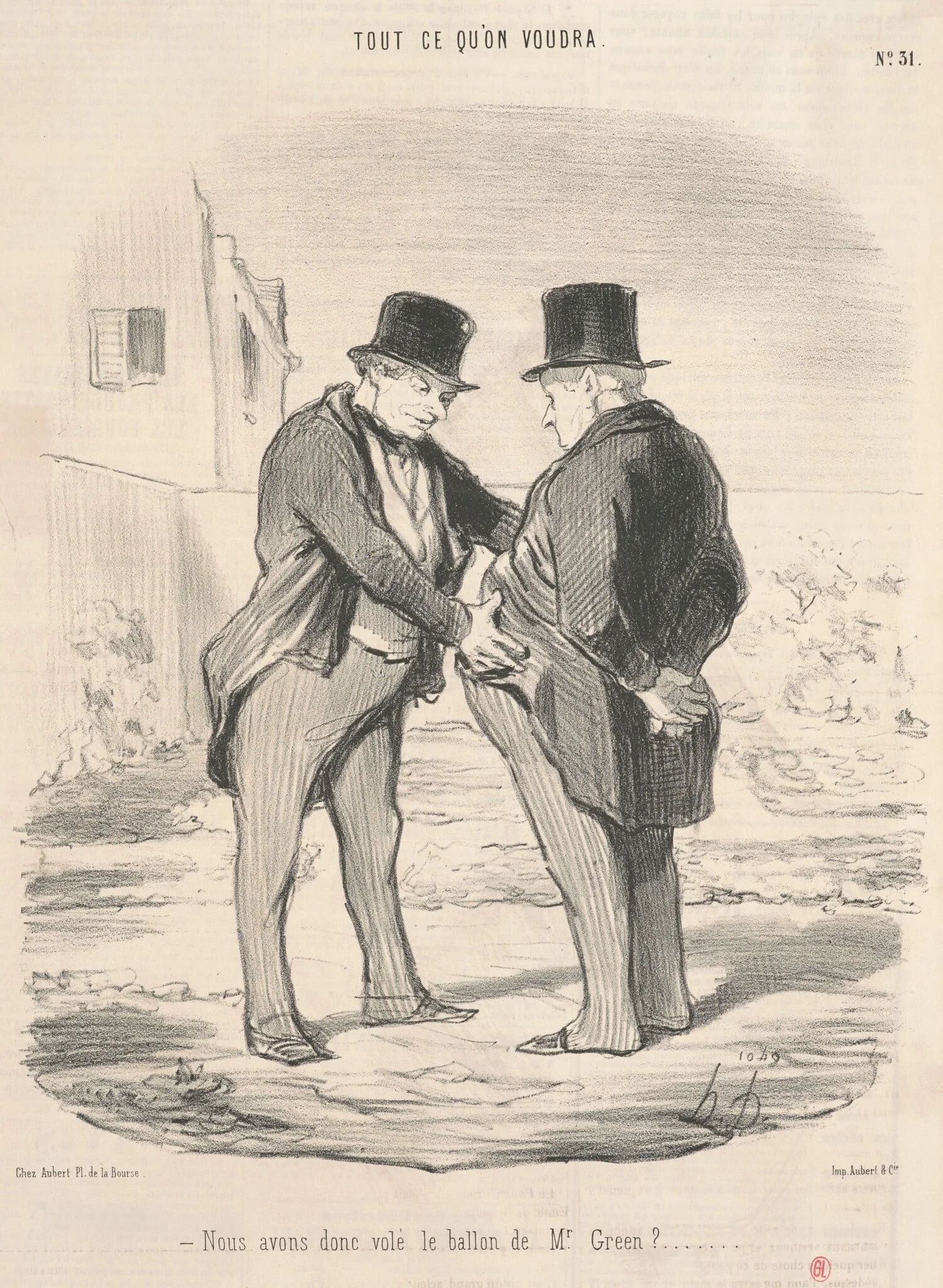 Nous avons donc volé le ballon de Mr. Green?, by Honoré Daumier, ink, 1848