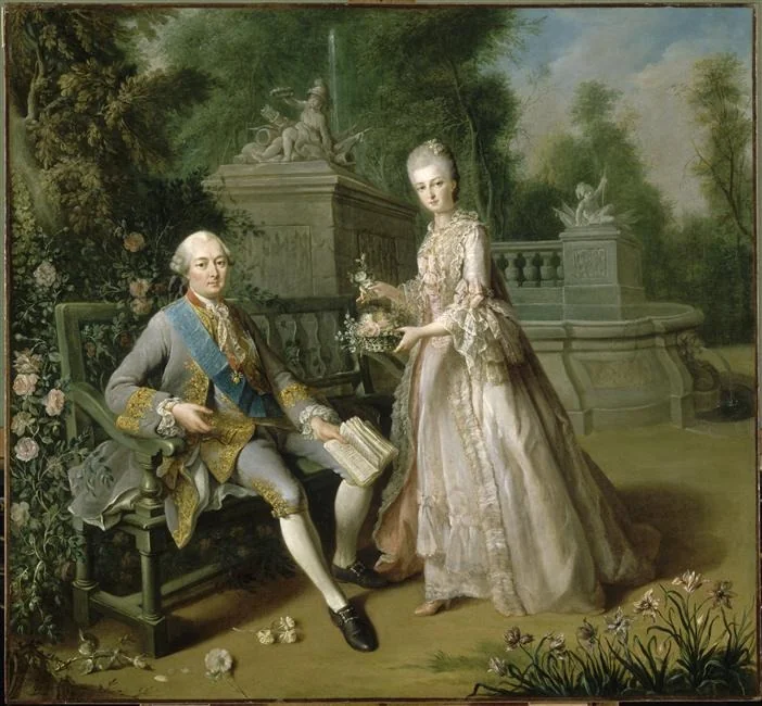 Louis Jean Marie de Bourbon with his daughter Louise Marie Adélaïde de Bourbon, wife of the future Philippe Égalité and Duchess of Orléans