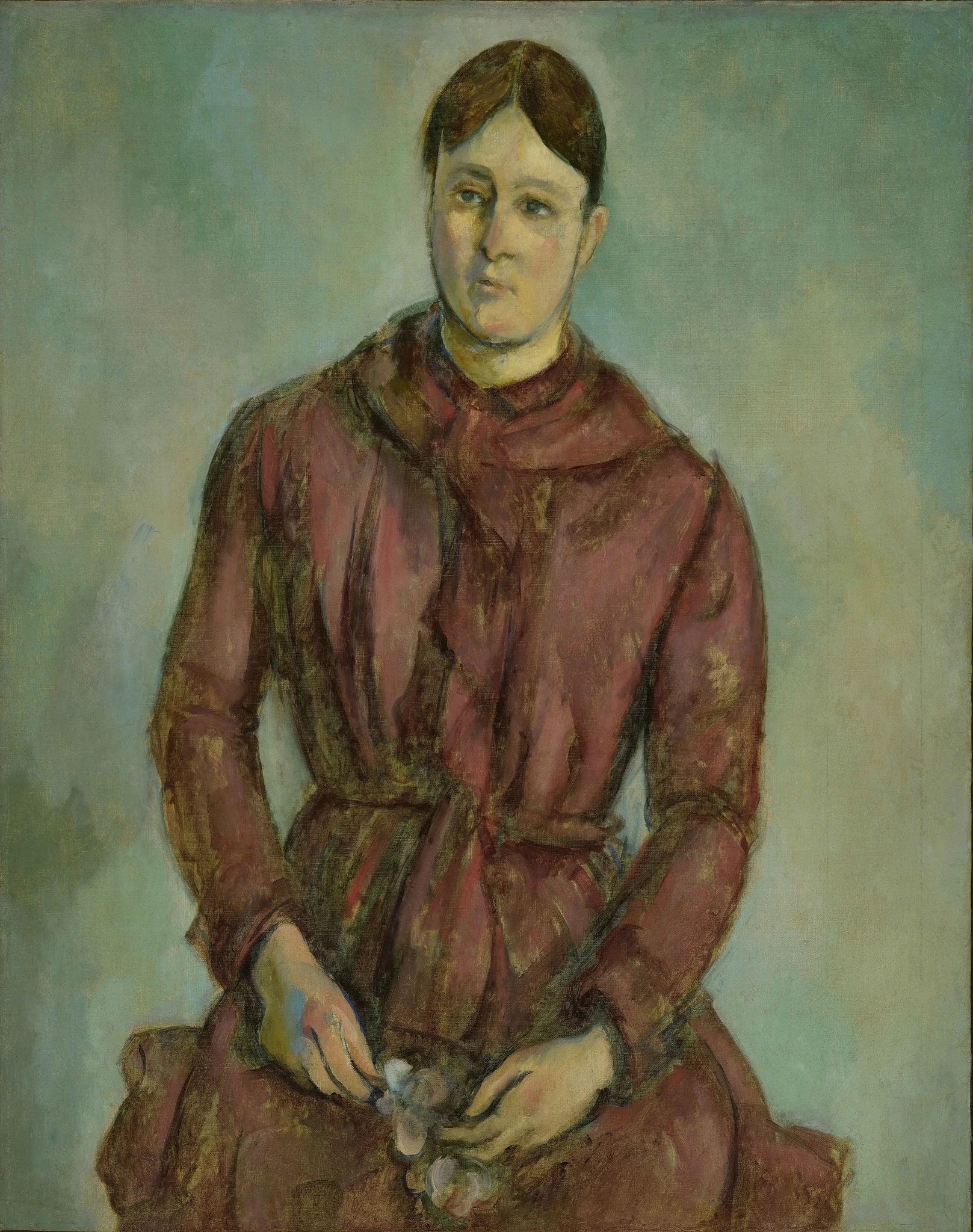 Madame Cézanne in a Red Dress, by Paul Cezanne, oil, 1894