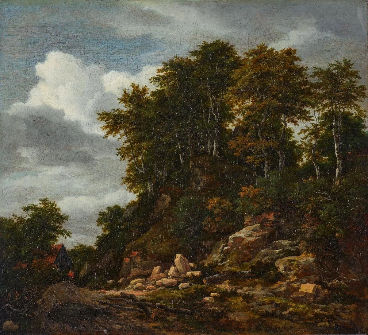 Steinbruch im Walde, by Jacob van Ruisdael, oil, 1657