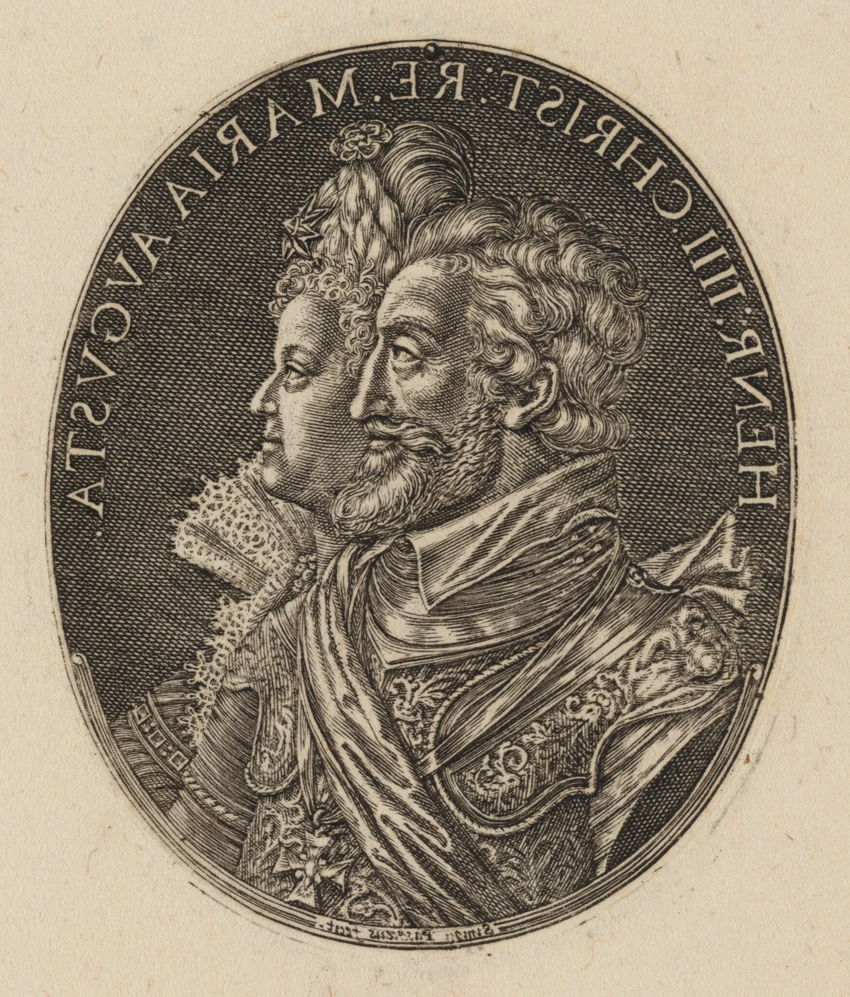 Henry IV and Maria de Medici [right half], by Simon van de Passe, ink, 1621