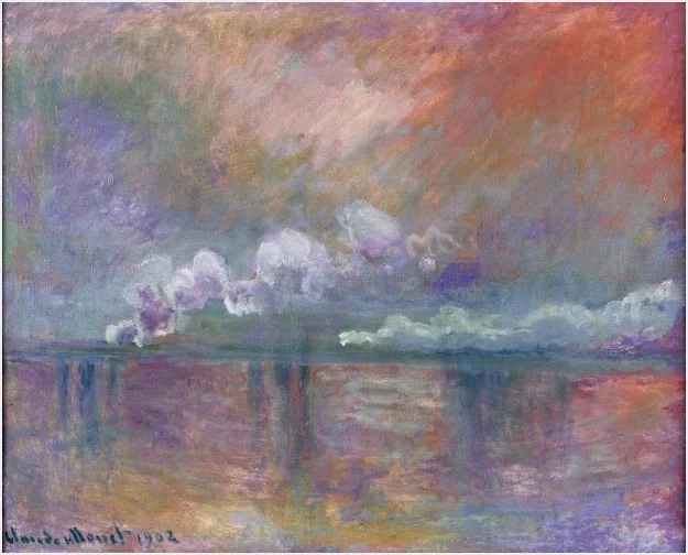 Charing Cross bridge, fumées dans le brouillard, impression, by Claude Monet, oil, 1902