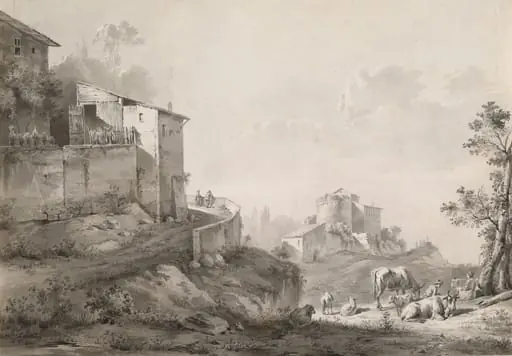 A Sunlit Landscape with Hilltop Houses