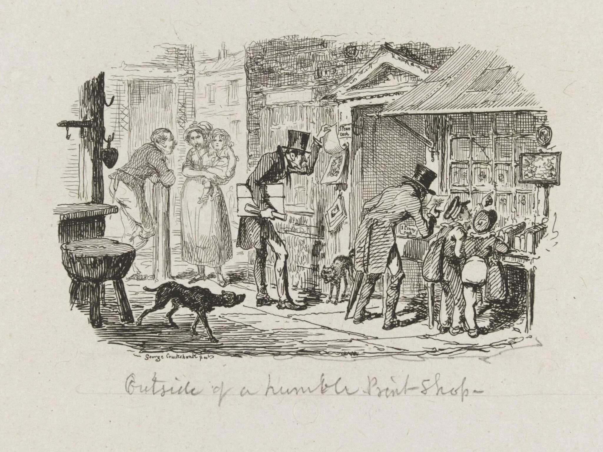 Outside of a Humble of Print Shop, by George Cruikshank, 1828