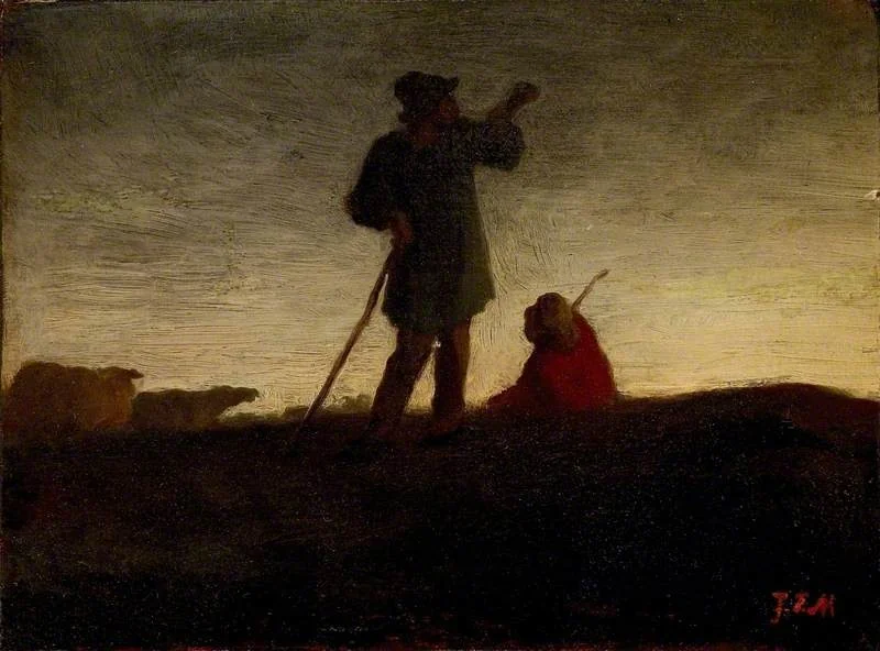 Recalling the Flock, by Jean François Millet, oil, 1869