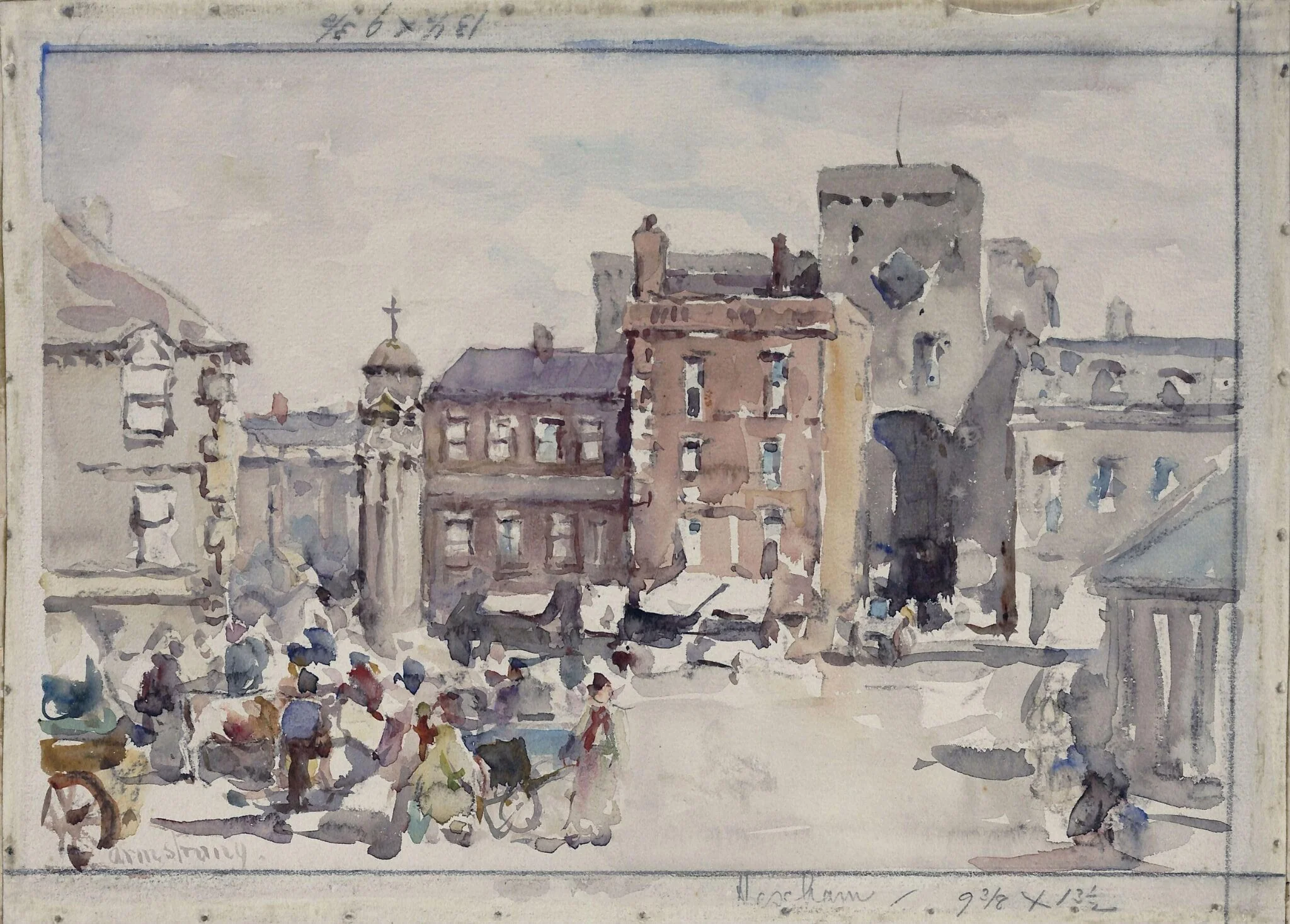 Hexham, by Francis Abel William Taylor Armstrong, watercolor, 1865