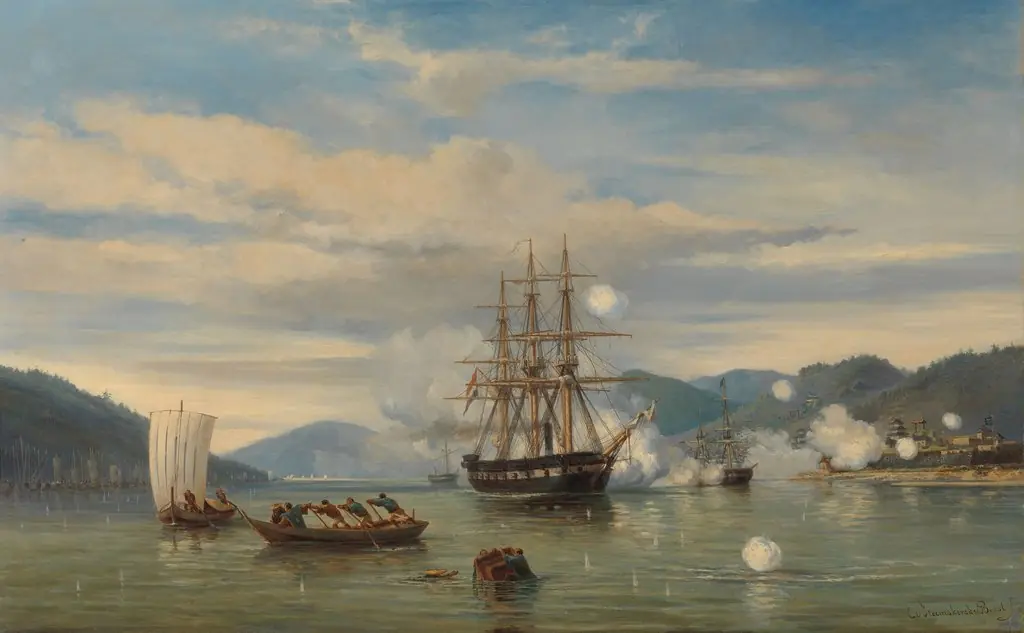 HNLMS Steam Warship Medusa Forcing Passage through the Shimonoseki Strait