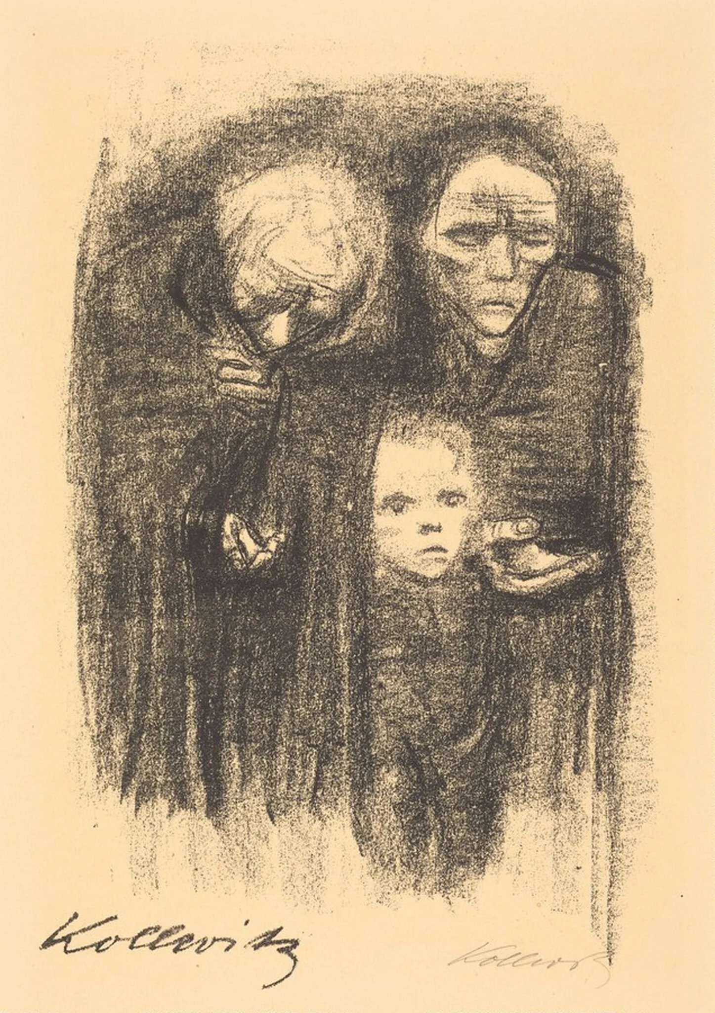 Bettelnde (Begging), by Käthe Kollwitz, ink, 1924