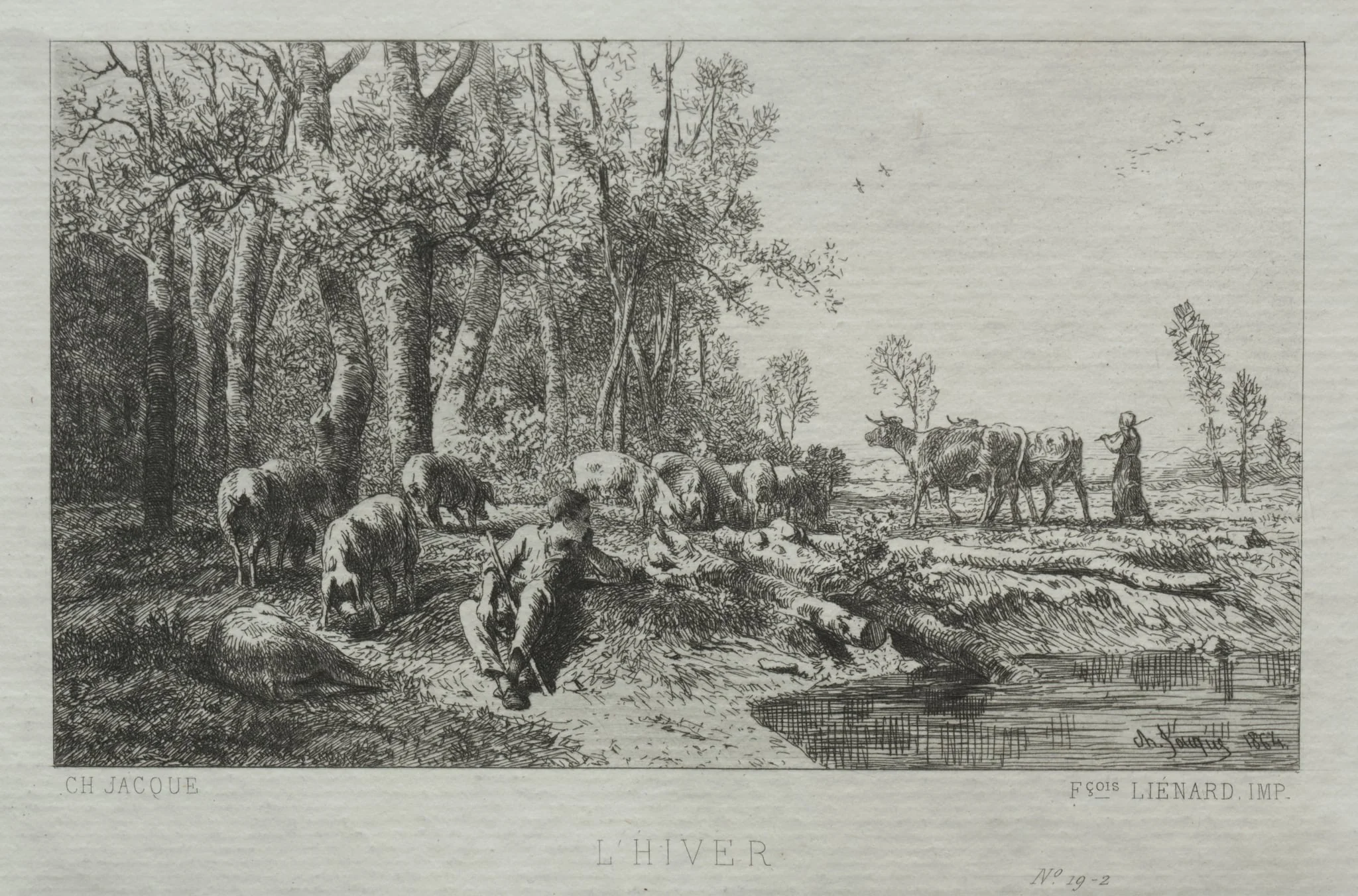 Winter, by Charles Jacque, 1864
