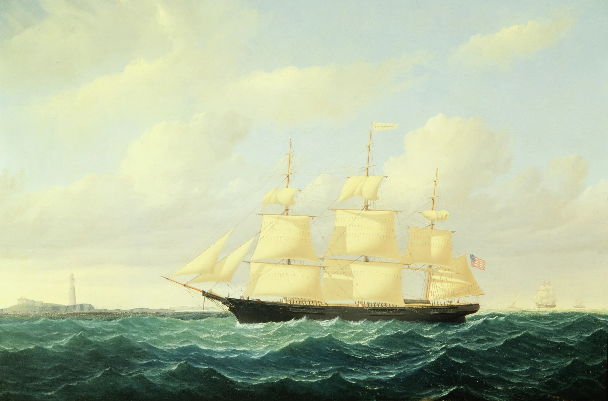 Dashing Wave Clipper Ship off Boston Light