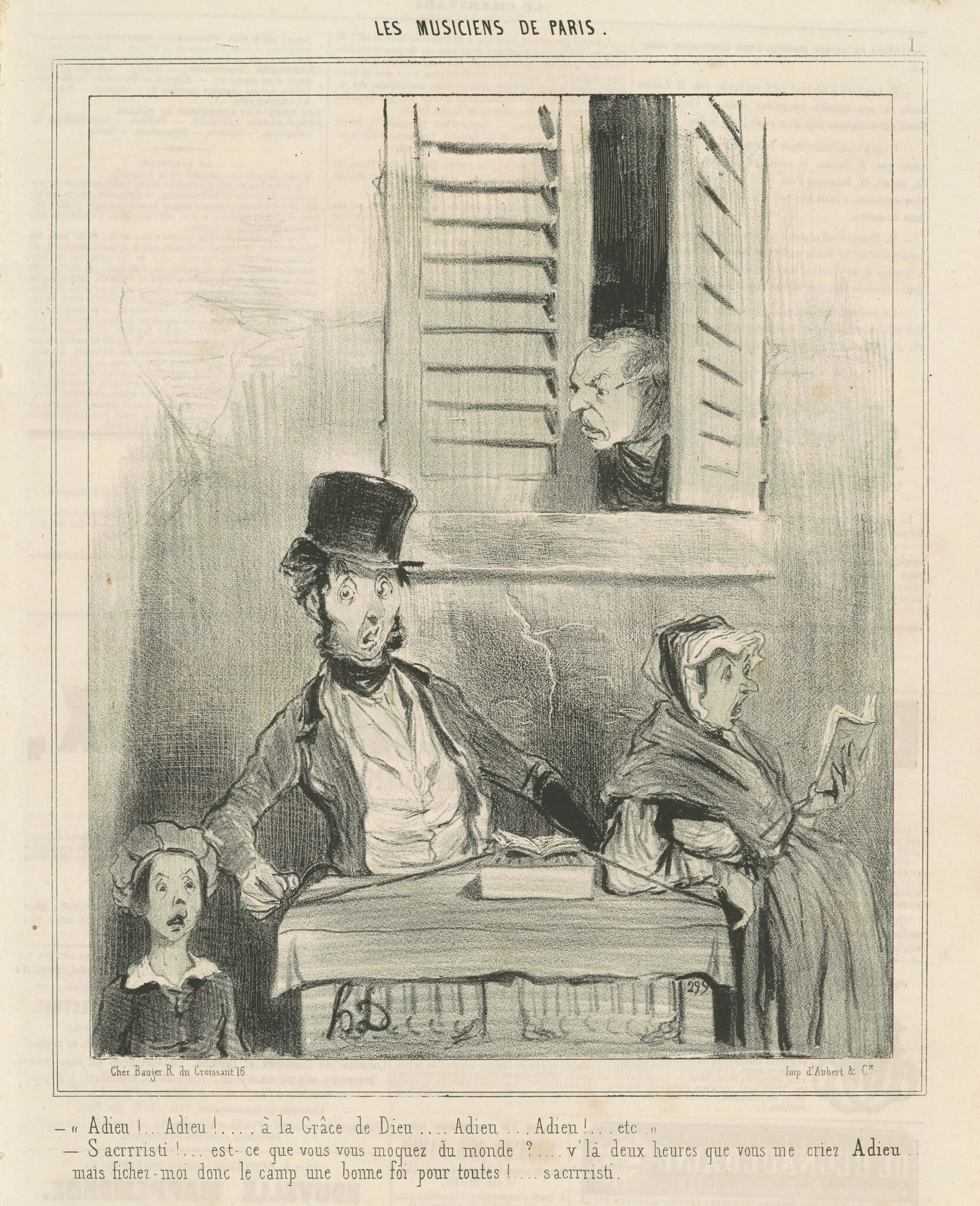 Adieu! ... A la grâce de dieu ..., by Honoré Daumier, ink, 1841