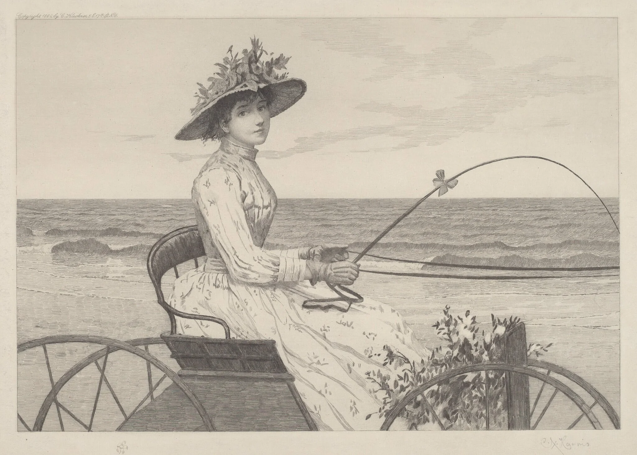 Untitled (Woman in a Carriage), by Charles X. Harris, ink, 1890