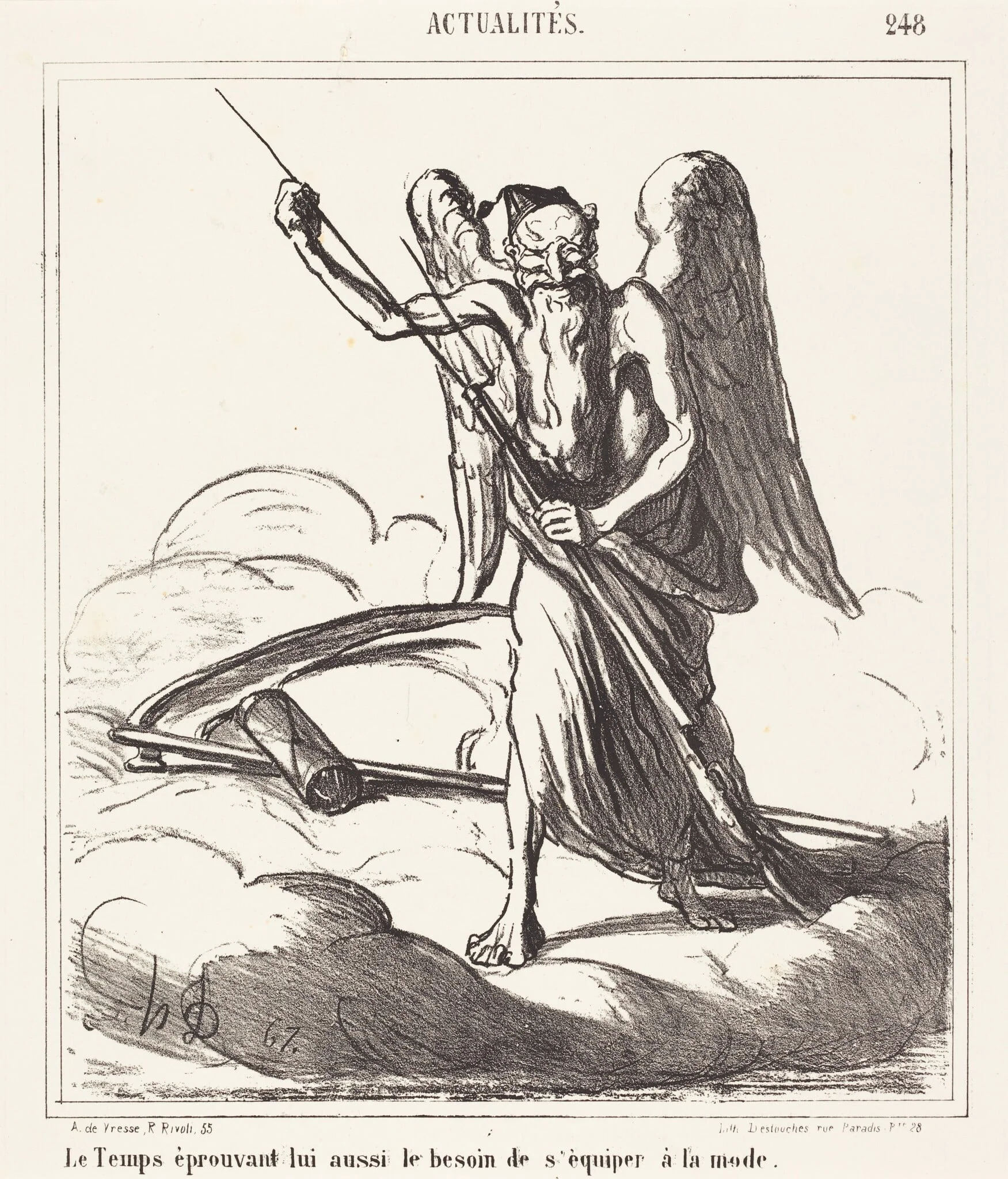 Le Temps éprouvant lui aussi le besoin de s'équiper a la mode, by Honoré Daumier, ink, 1867