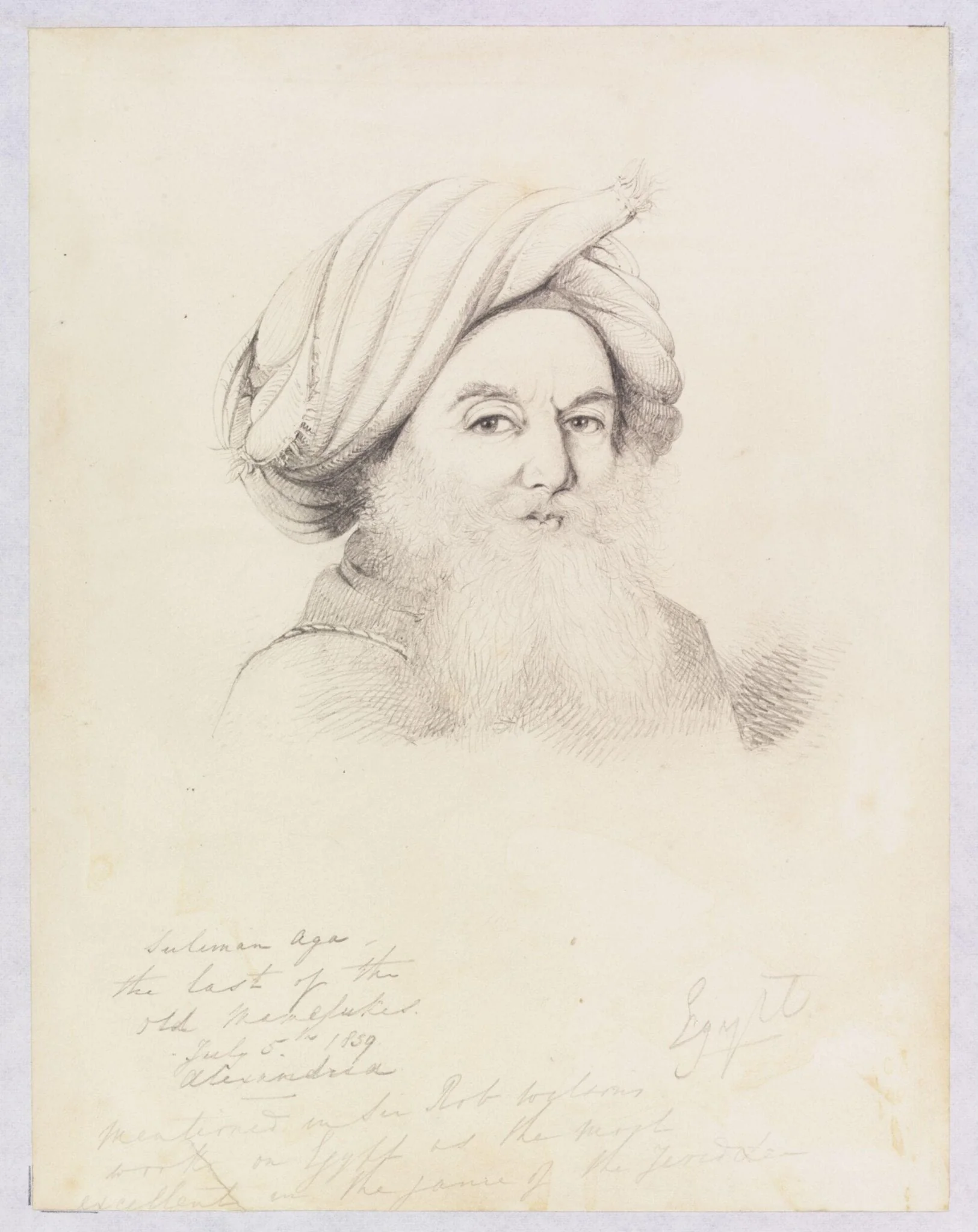 Suliman Aga, the last of the old Mamelukes, by Godfrey Thomas Vigne, watercolor, 1839