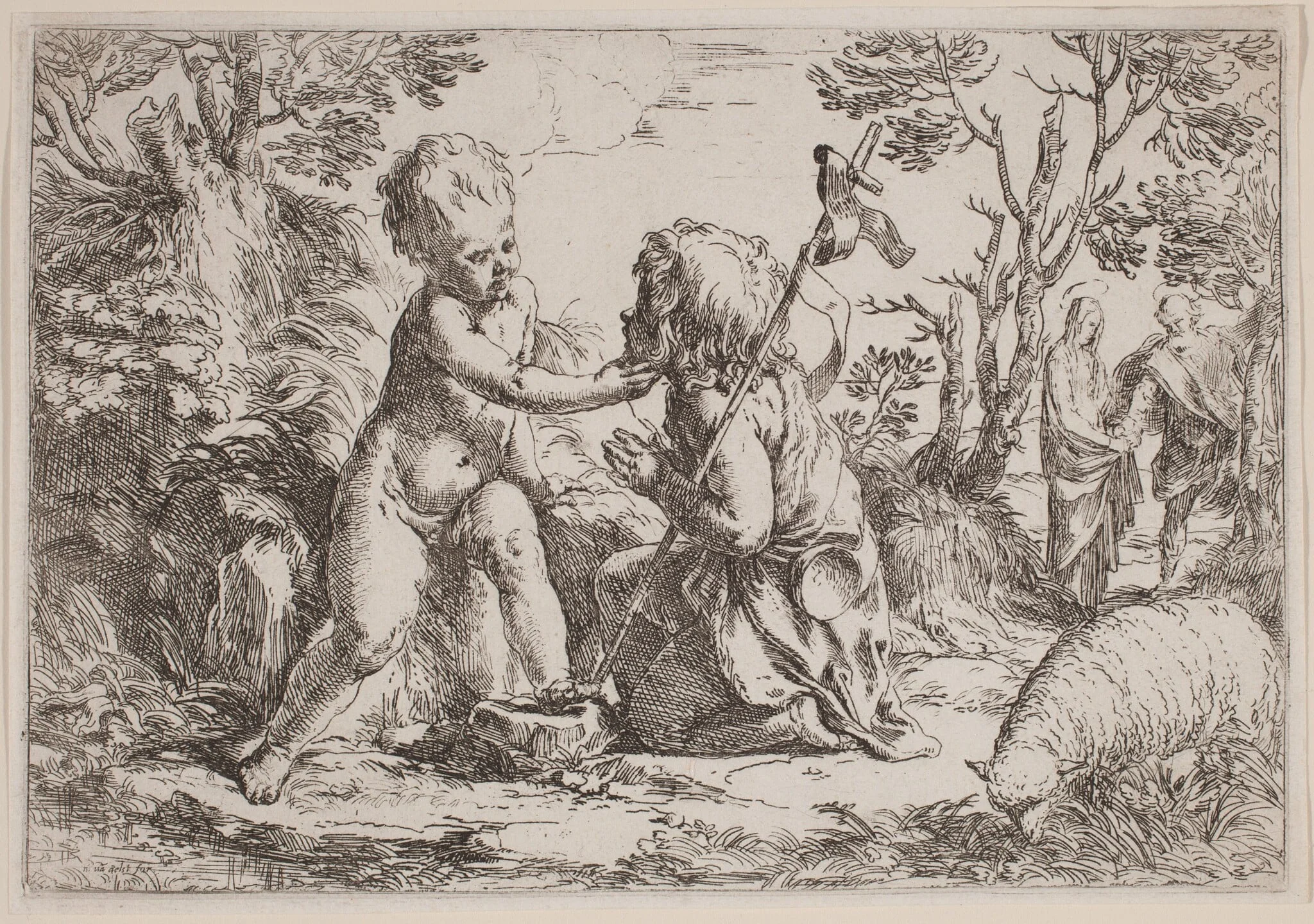 The Infant Jesus and Saint John, by Guido Reni, ink, 1608