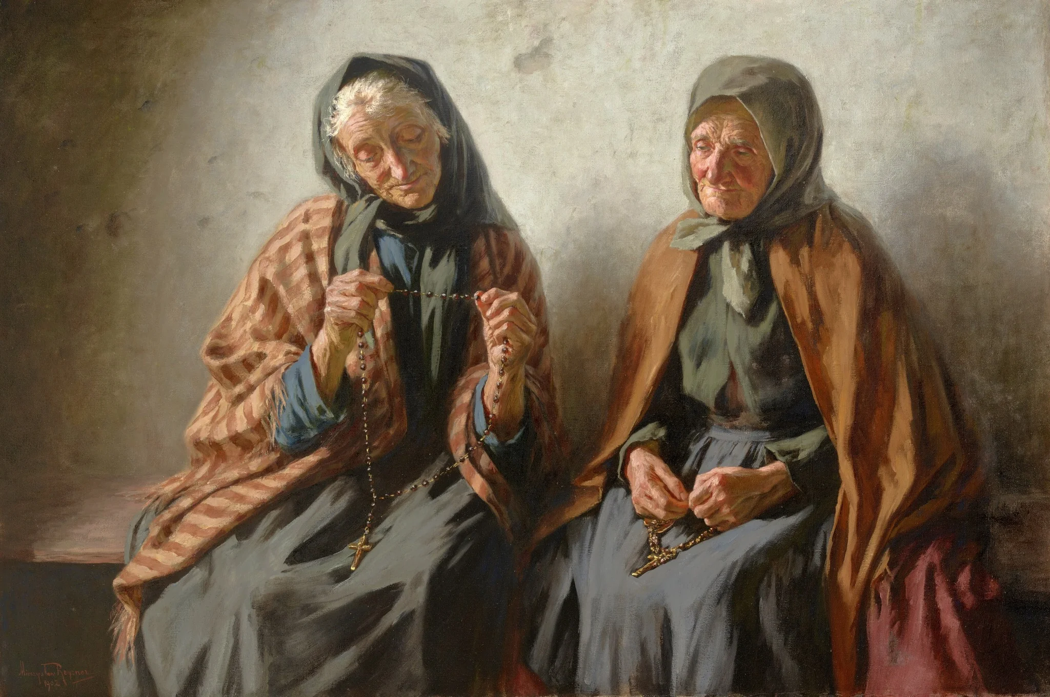 Women Praying in the Porch, by Mieczyslaw Reyzner, oil, 1902