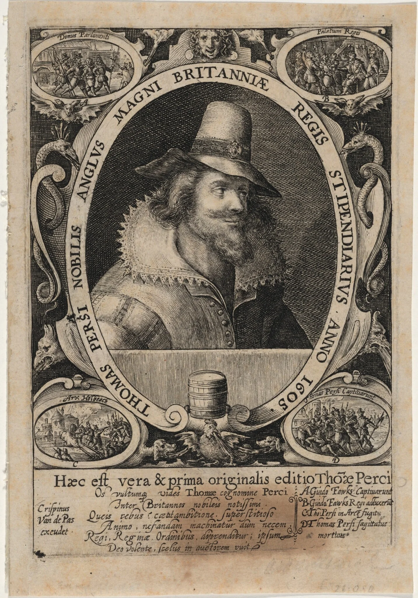 Thomas Percy, by Crispijn van de Passe I, ink, 1645