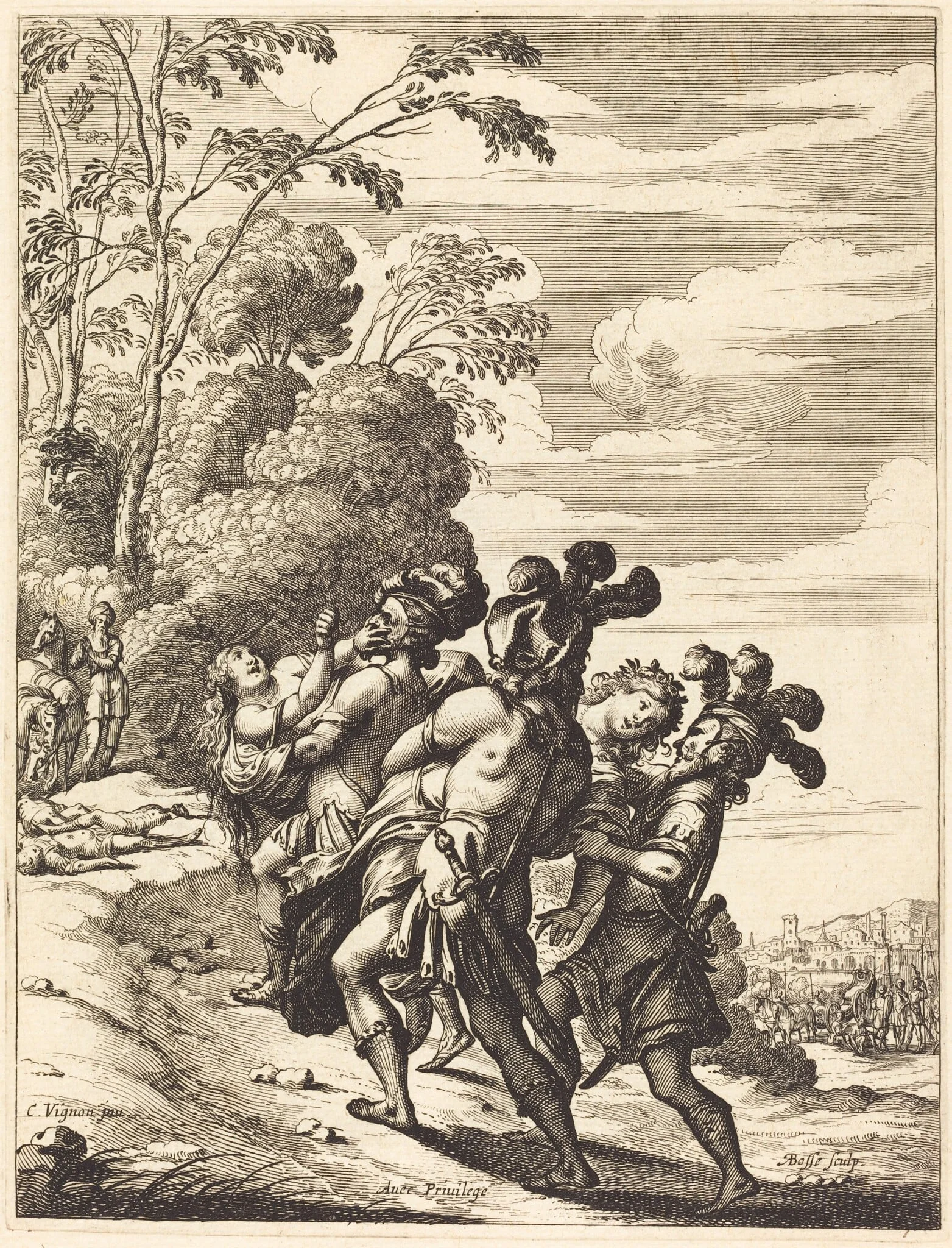 Illustration to Jean Desmarets' "L'Ariane", by Abraham Bosse, ink, 1639