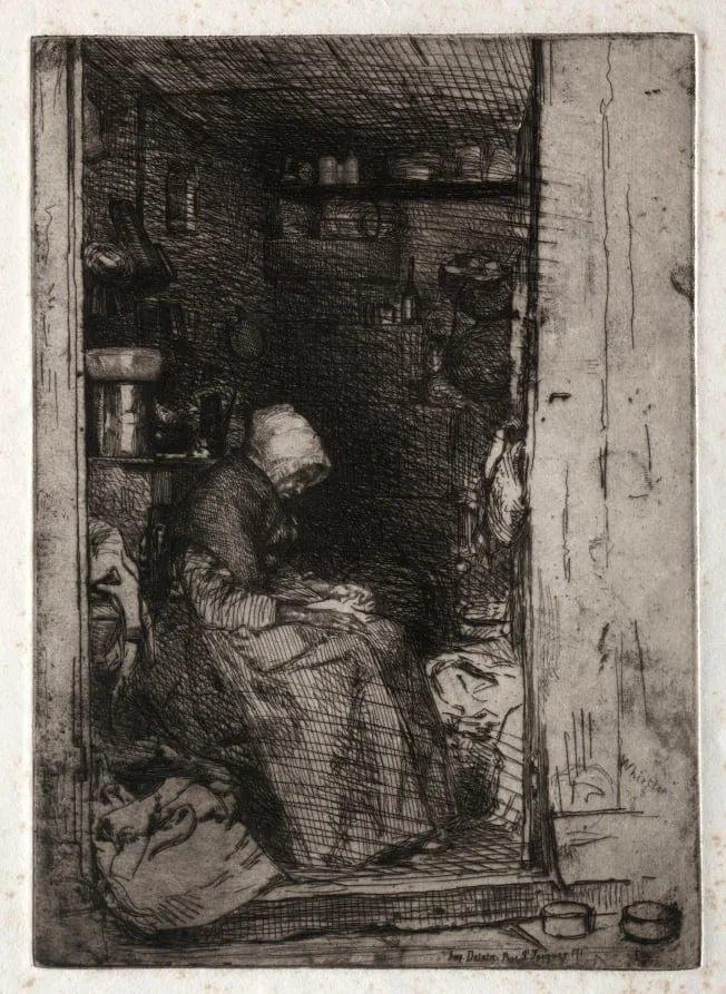 Twelve Etchings from Nature:  La Veille aux Loques, by James McNeill Whistler, 1858