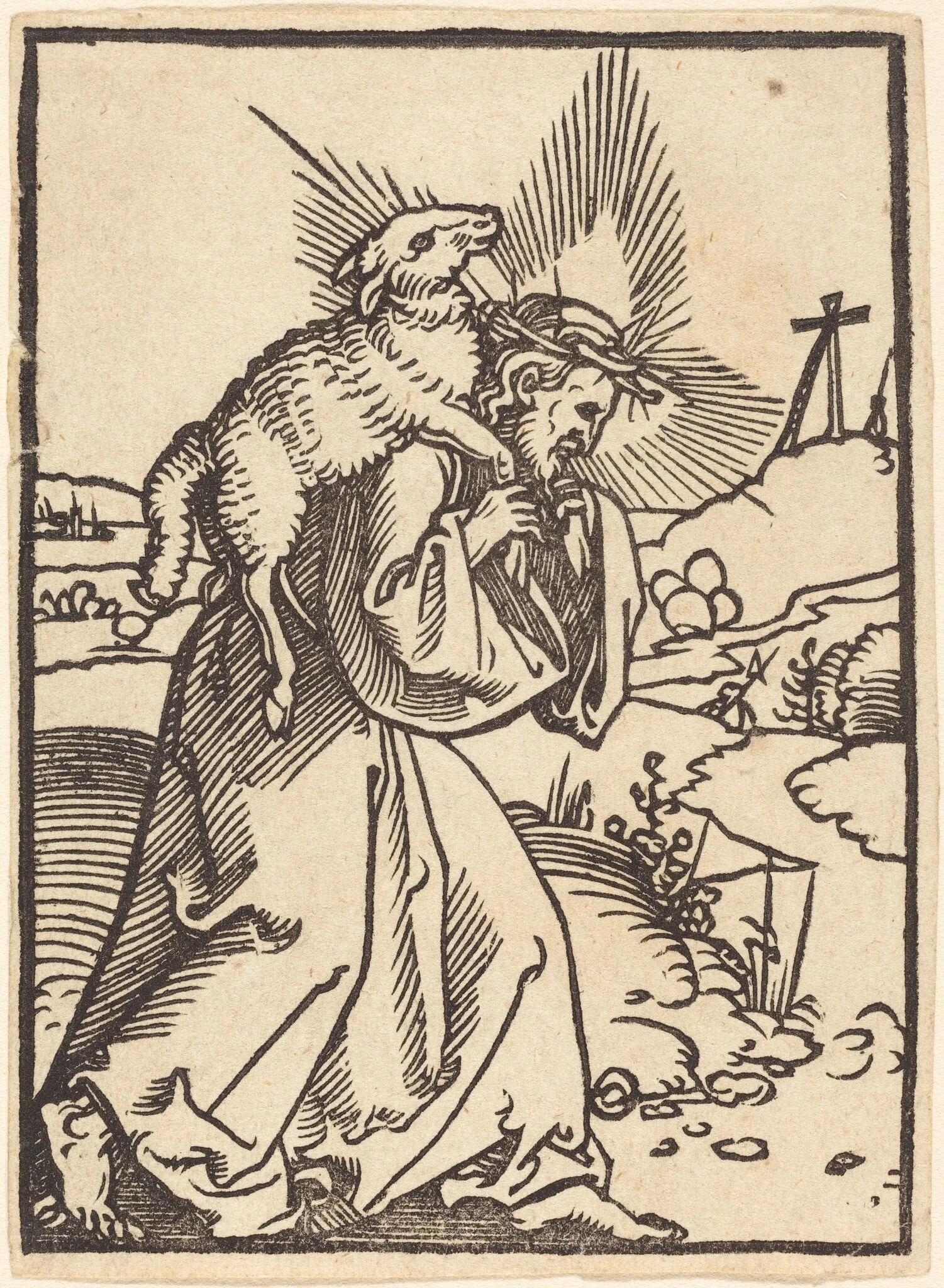 The Good Shepherd, by Sebald Beham, ink, 1527