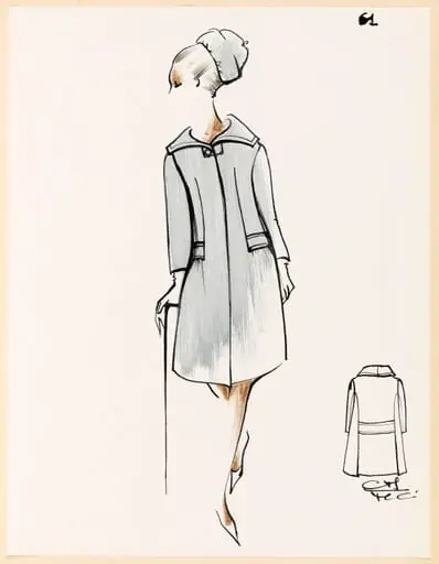 Manteau gris bleu et chapeau assorti