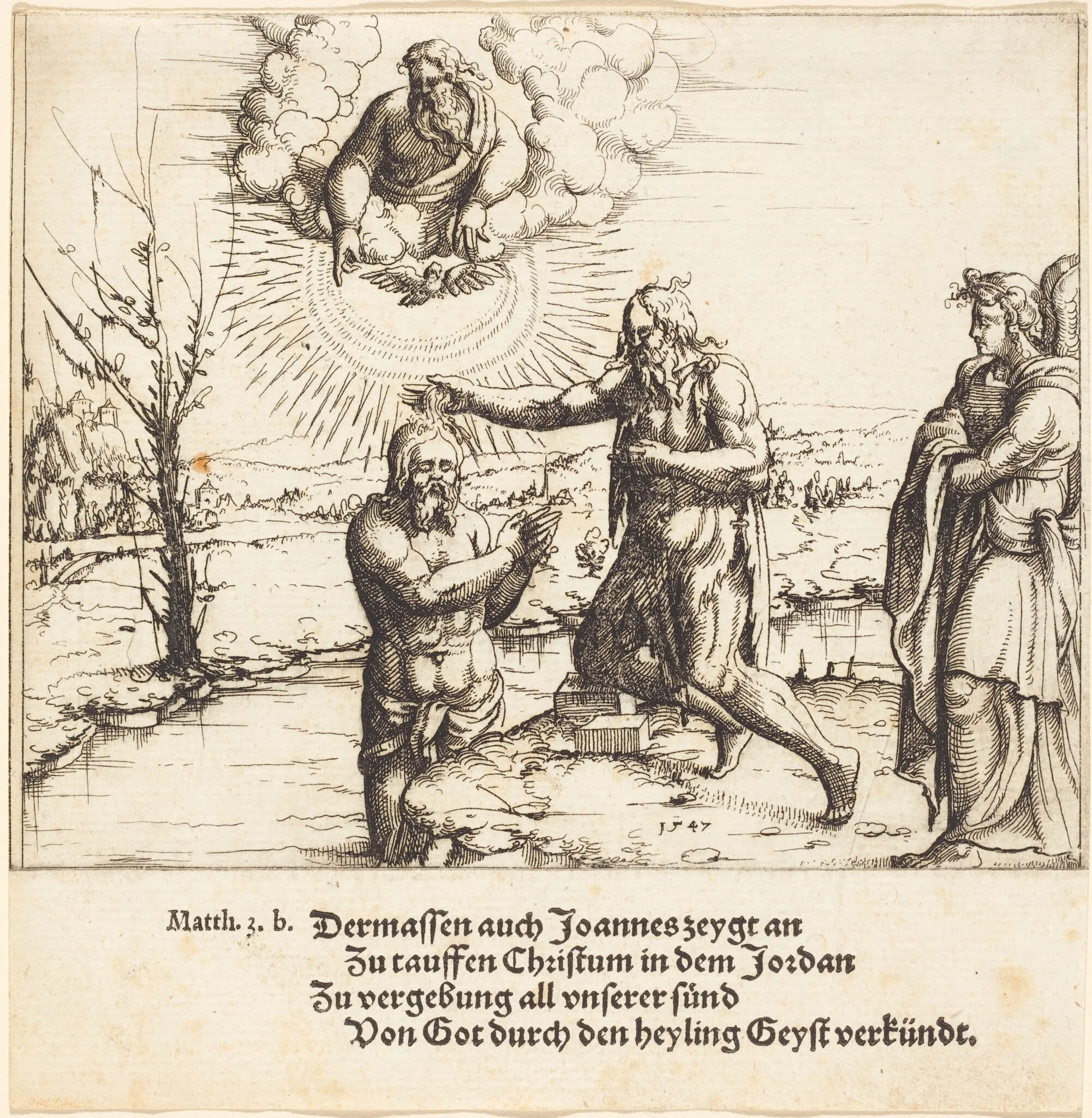The Baptism of Christ, by Augustin Hirschvogel, ink, 1547