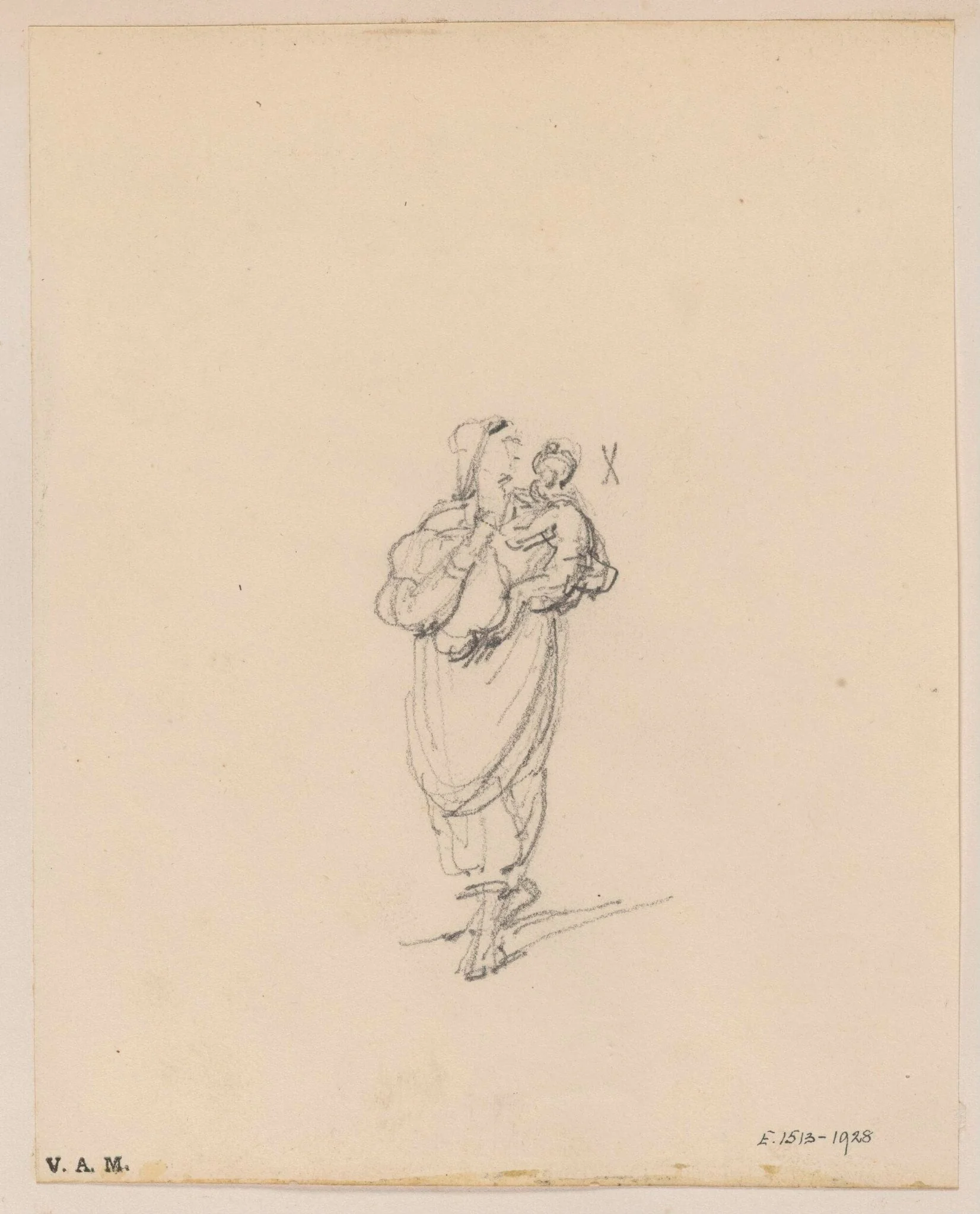 An Indian woman holding a child, by George Chinnery, 16