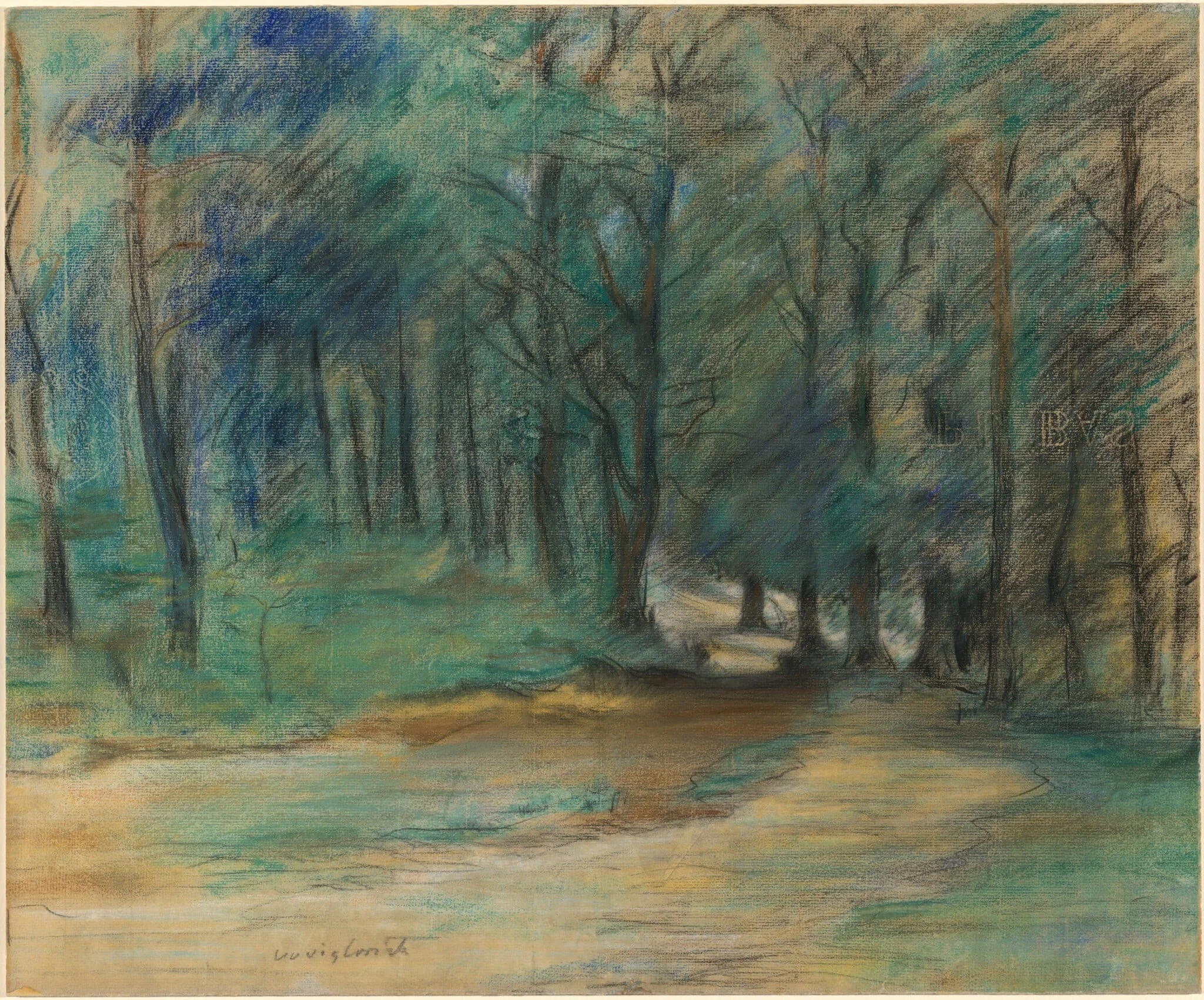 Woodland Path, by Lovis Corinth, pastel, 1894