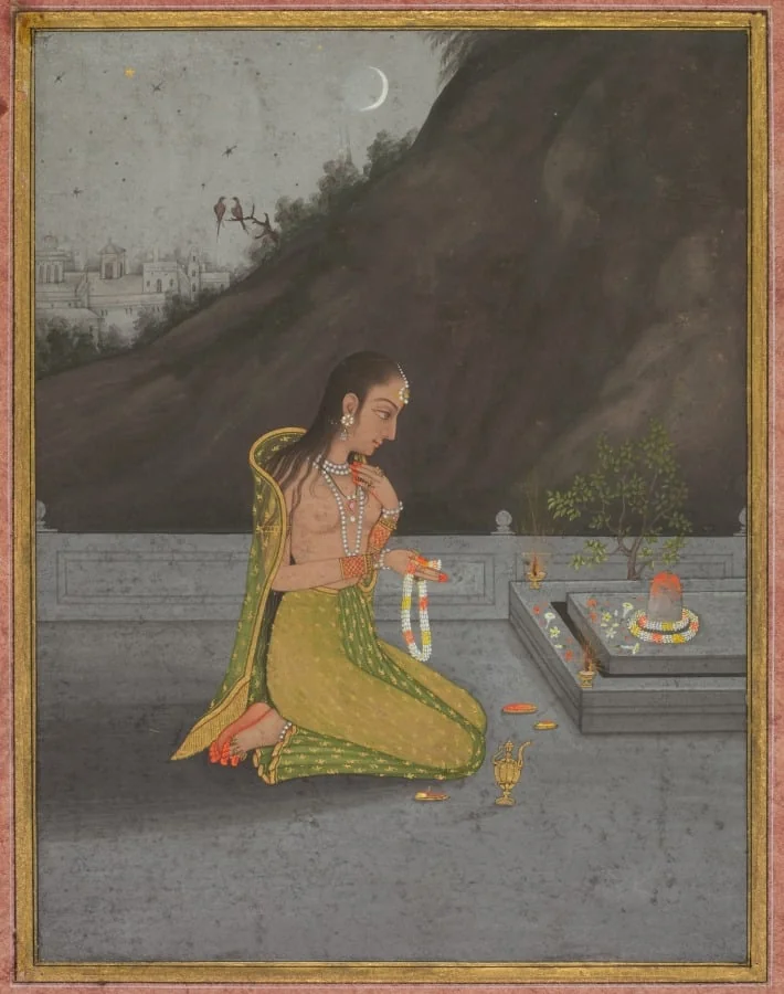 A Night Scene of Shiva Puja (recto), by Muhammad Rizavi Hindi, unspecified, 1765