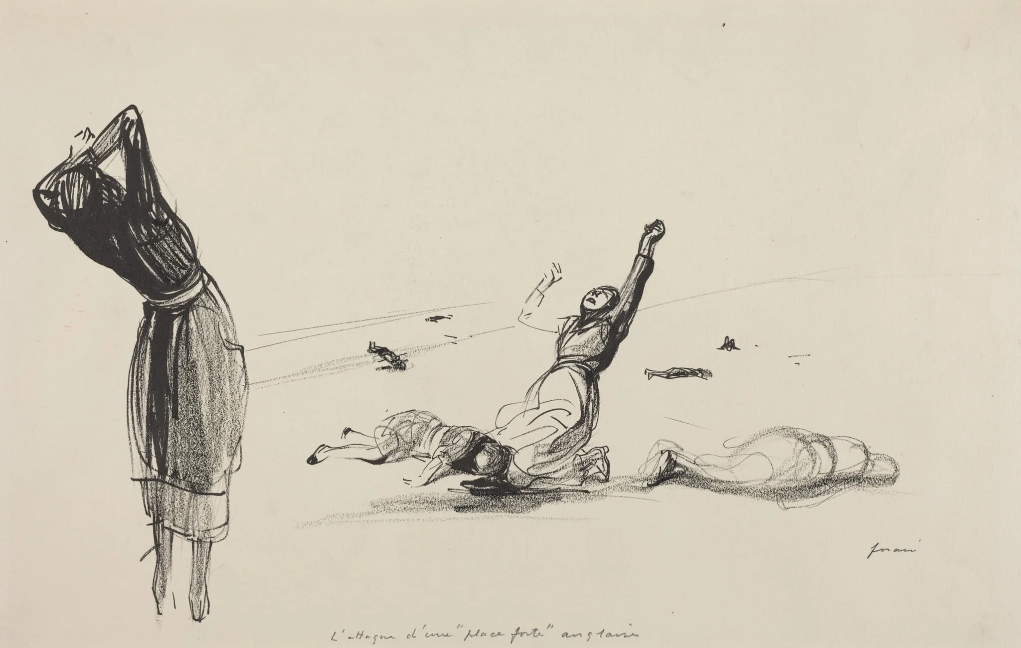 L'attaque d'une "place forte" anglaise, by Jean-Louis Forain, ink, 1917