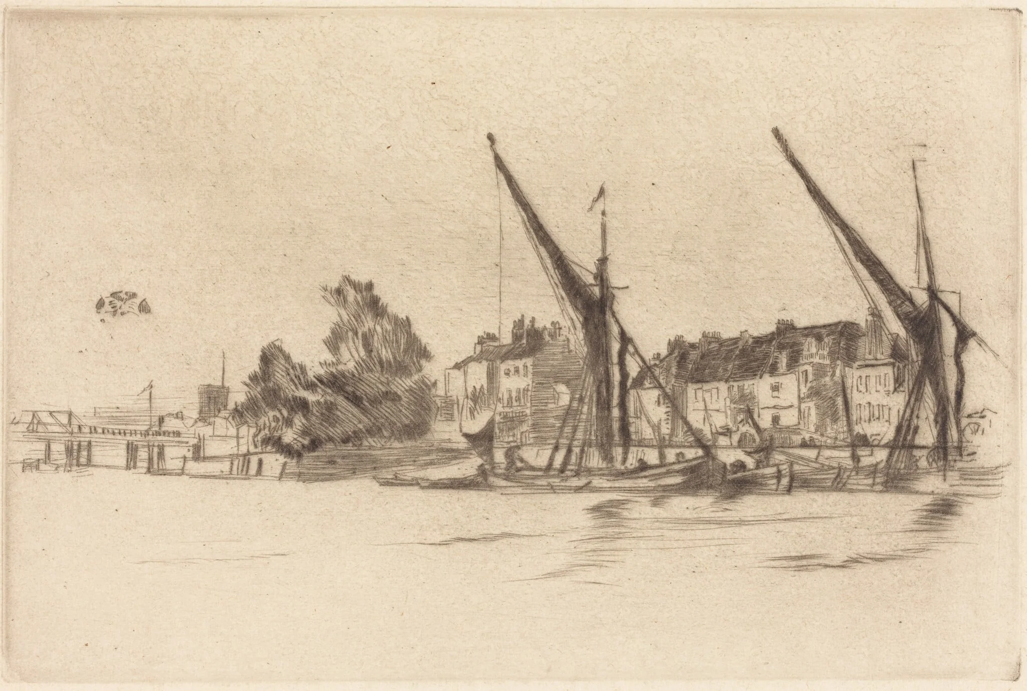 Lindsey Houses, by James McNeill Whistler, ink, 1877