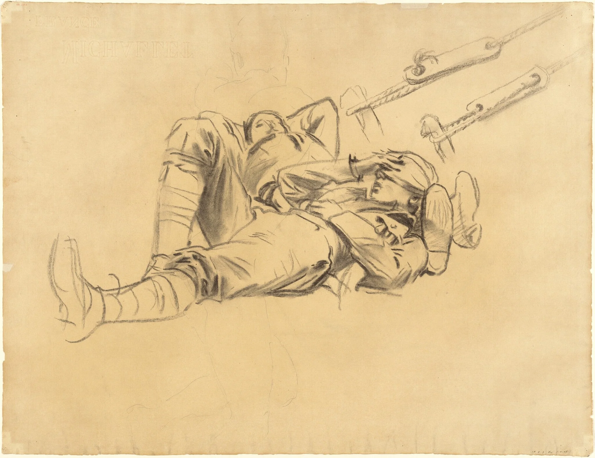 Studies for "Gassed" [recto], by John Singer Sargent, charcoal, 1918