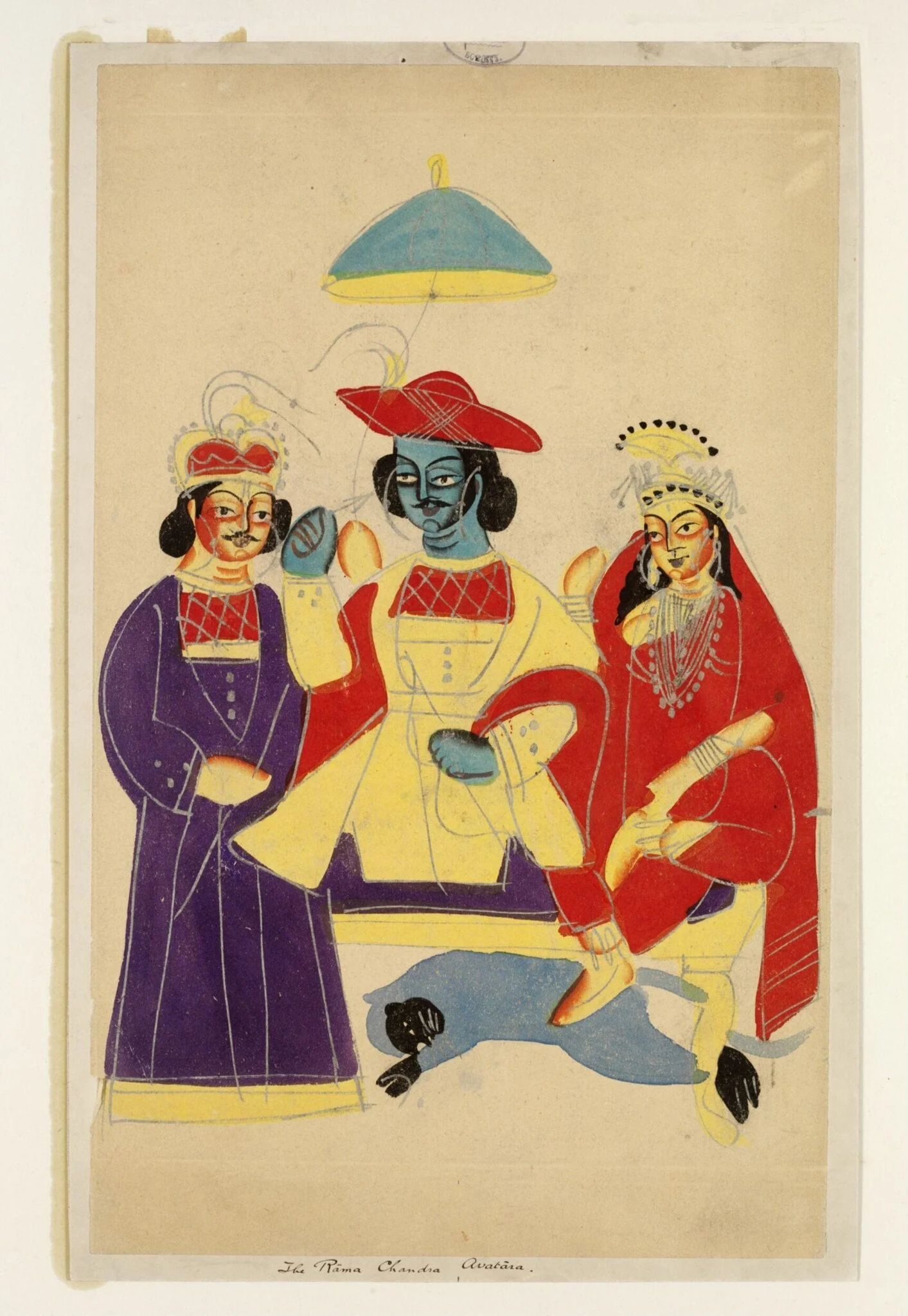Rama, Sita, Hanuman and Lakshmana, by Unknown, paint, 1885